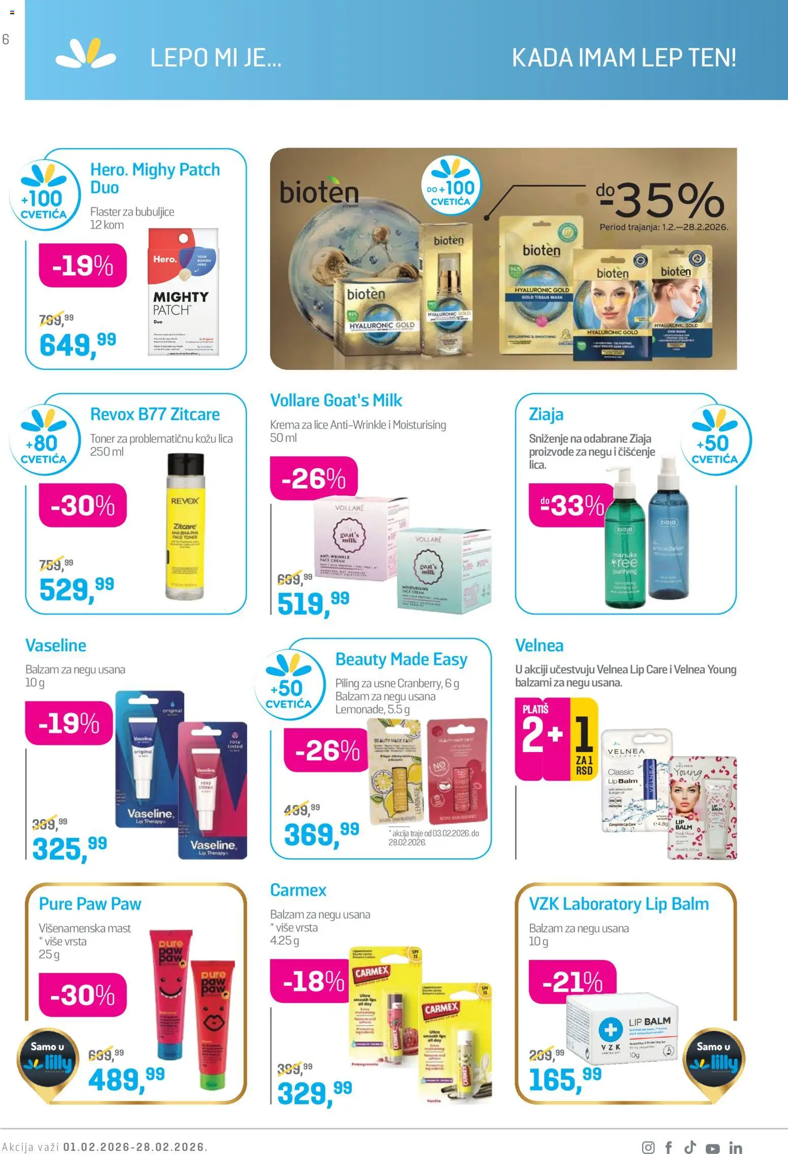 Lilly drogerie katalog - važi od 01.02.2026 | Strana: 6 | Proizvode: Mast, Balzam, Piling, Toner