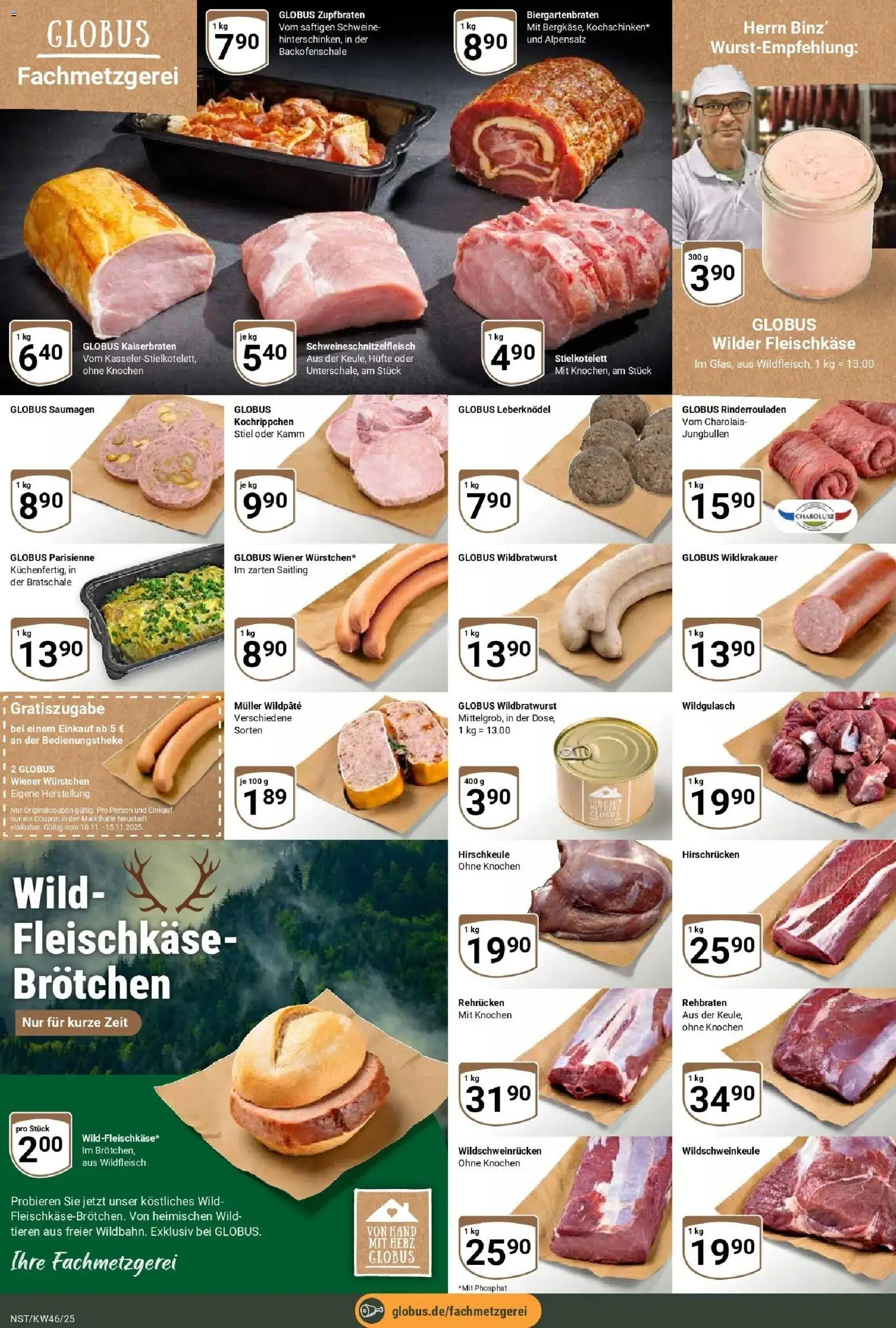 Globus prospekt Neustadt	 – gültig ab 10.11.2025 | Seite: 8 | Produkte: Rinderrouladen, Wiener wurstchen