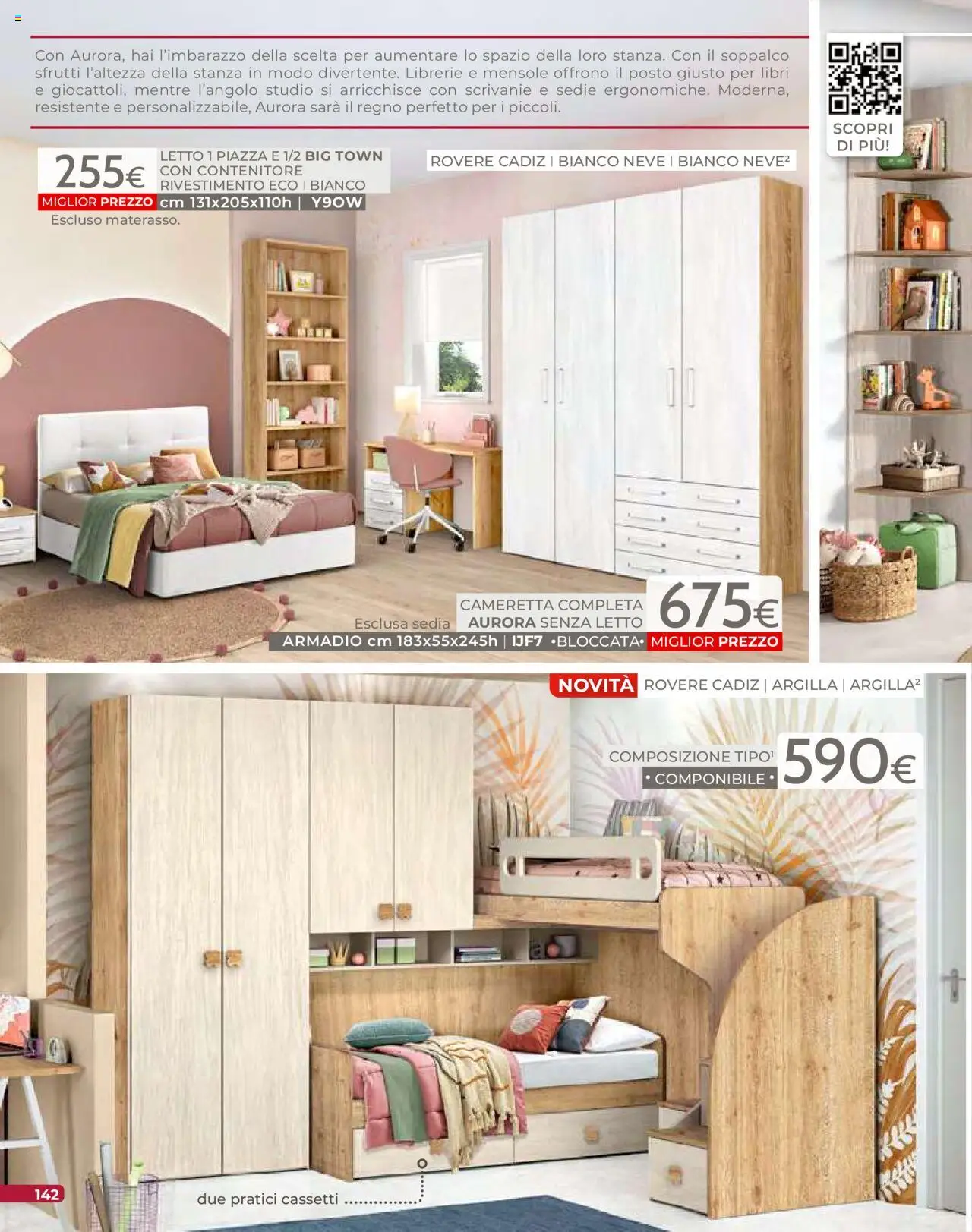 Volantino Mondo Convenienza del 09.09.2025 | Pagina: 144 | Prodotti: Contenitore, Letto, Armadio, Sedia