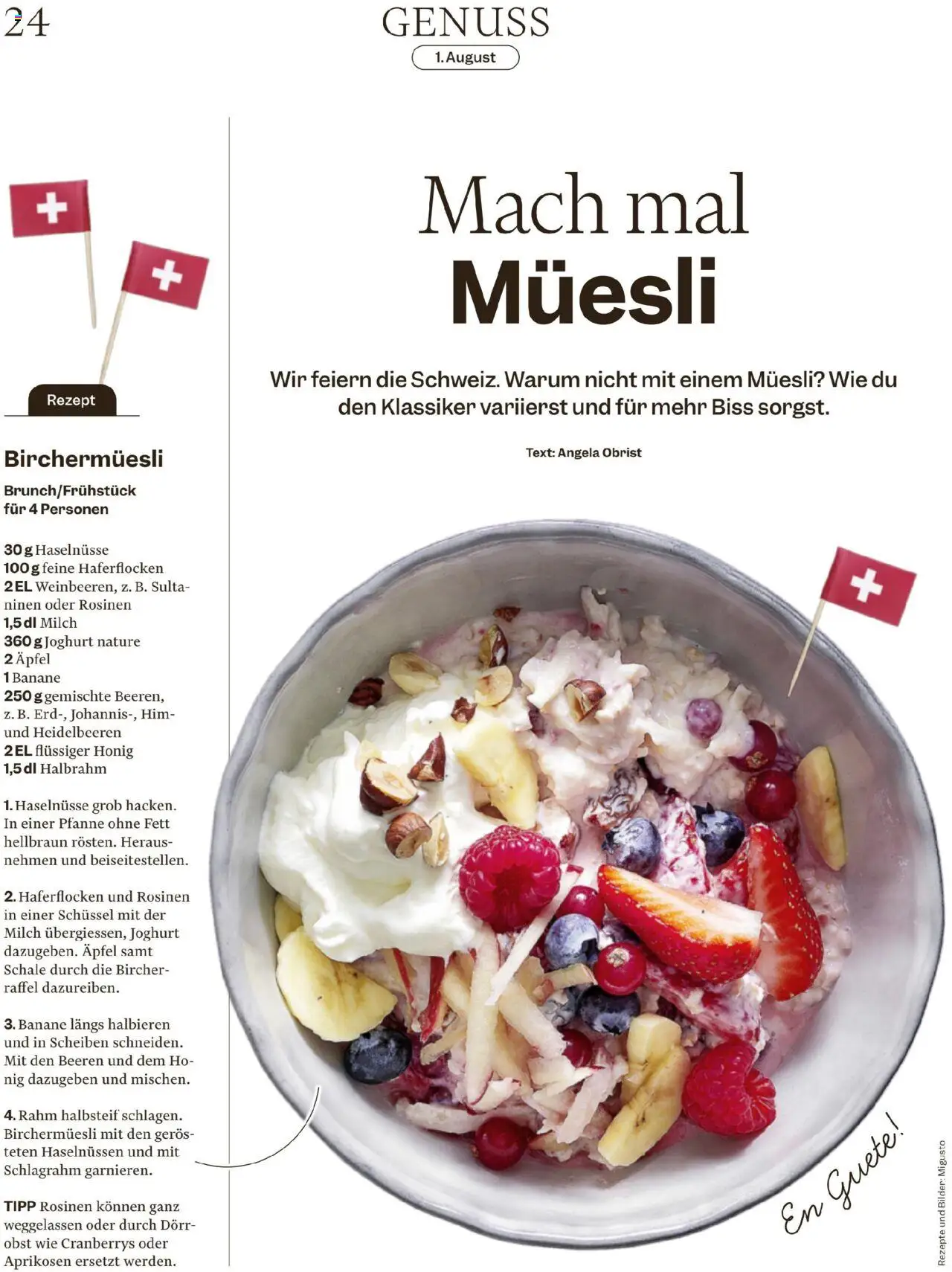 Migros - Magazin ab 28.07.2025 | Seite: 24 | Produkte: Schlagrahm, Milch, Joghurt, Rosinen