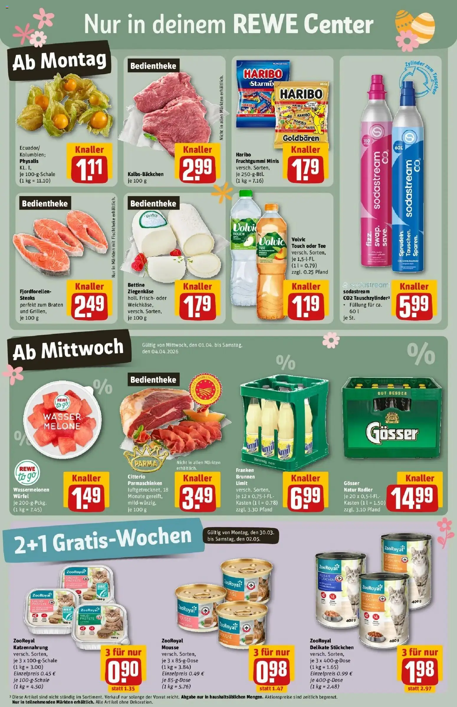 Rewe Prospekt Olching Geiselbullach	 – gültig ab 30.03.2026 | Seite: 3 | Produkte: Haribo, Ziegenkäse, Lachs, Wasser
