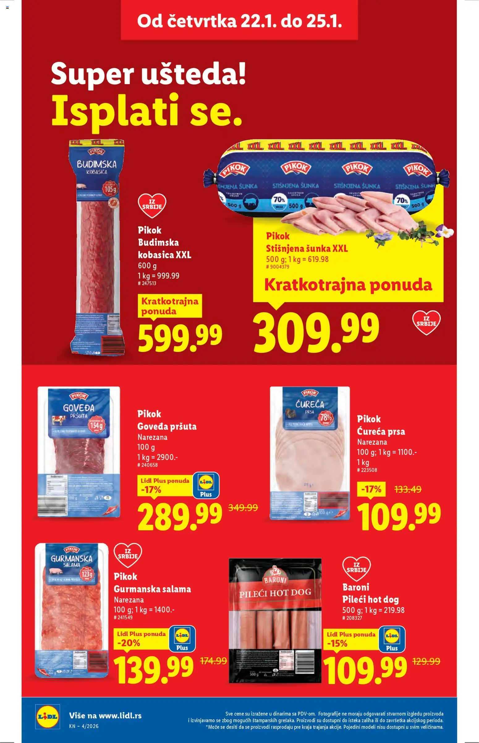 Lidl katalog - važi od 22.01.2026 | Strana: 18 | Proizvode: Hot dog, Salama, Šunka, Kobasica
