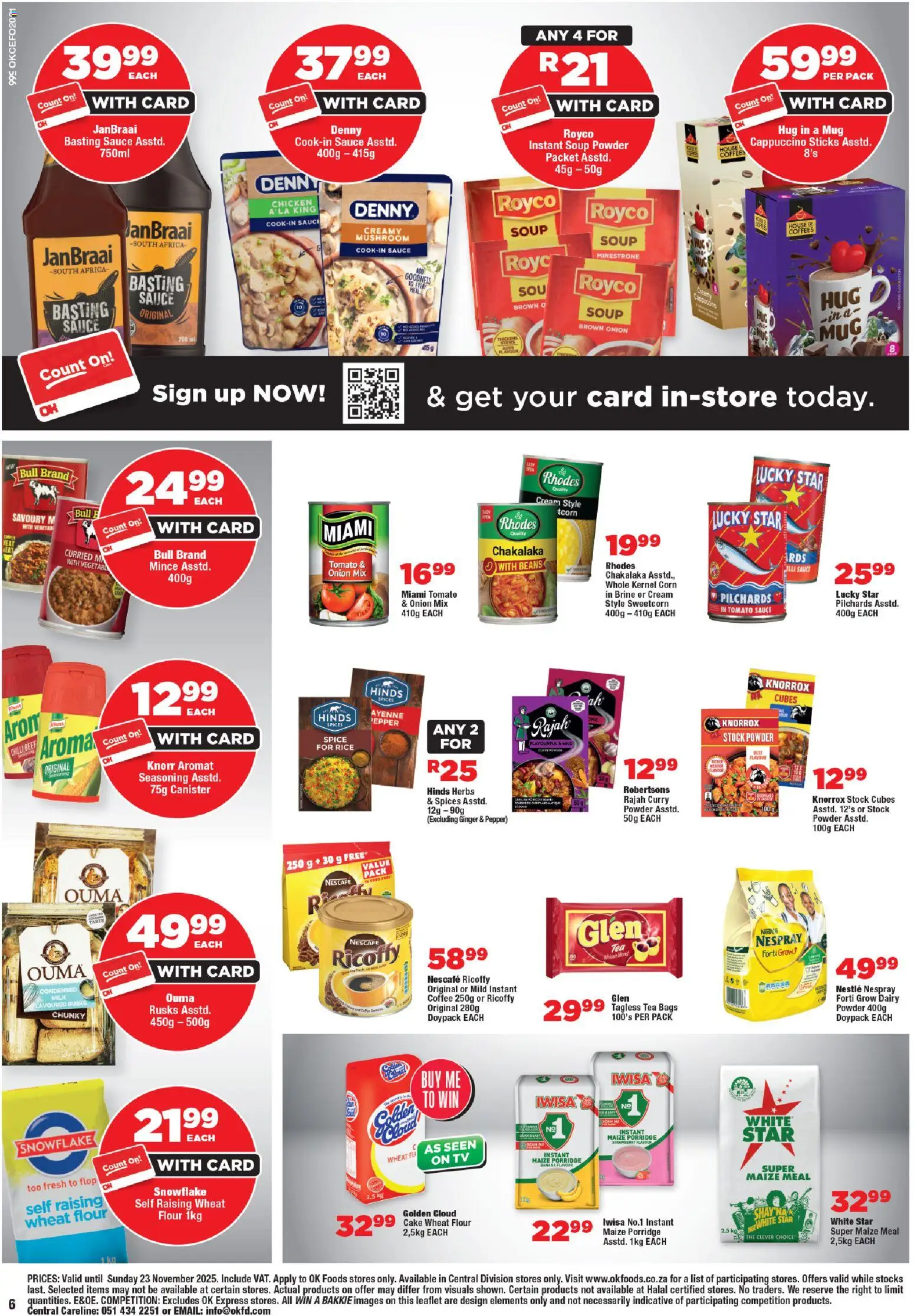 New OK Foods catalogue – valid from 12.11.2025 | Page: 6 | Products: Pilchards, Flour, Milk, Powder