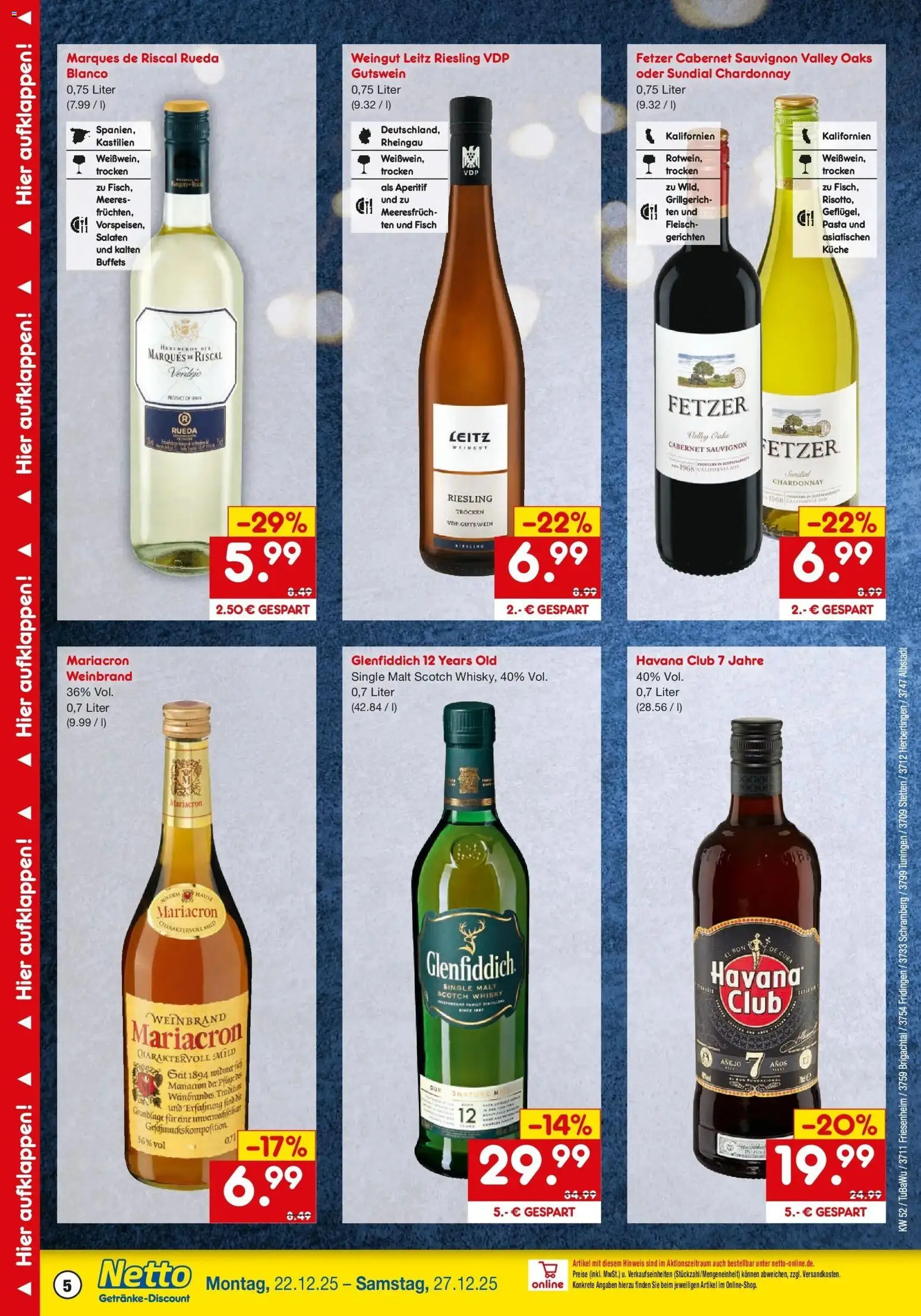 Netto Marken-Discount prospekt Stetten Am Kalten Markt	 – gültig ab 22.12.2025 | Seite: 5 | Produkte: Havana club, Küche, Mariacron, Fisch