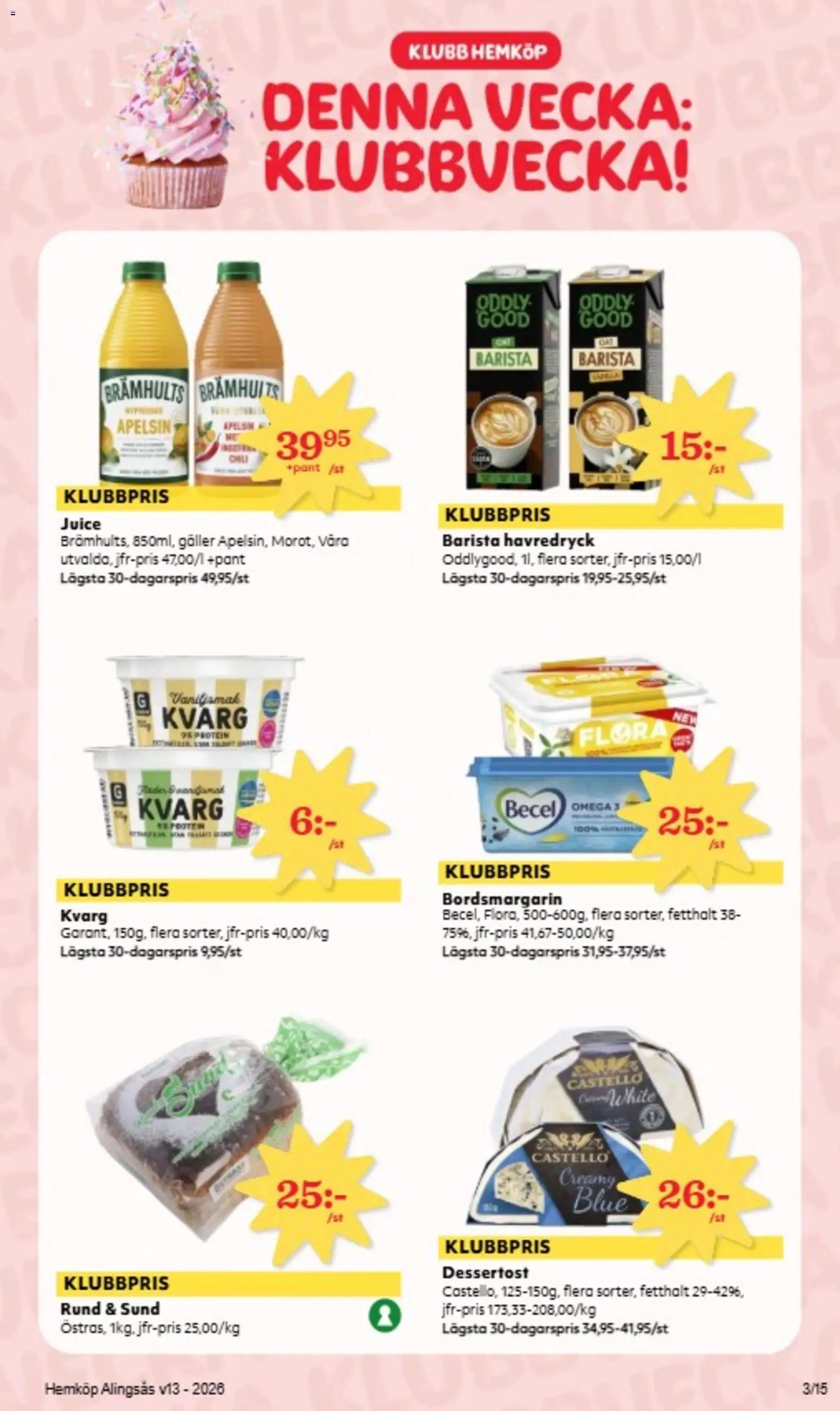 Hemköp reklamblad aktuell från 23.03.2026 | Sida: 3 | Produkter: Havredryck, Juice, Apelsin, Kvarg