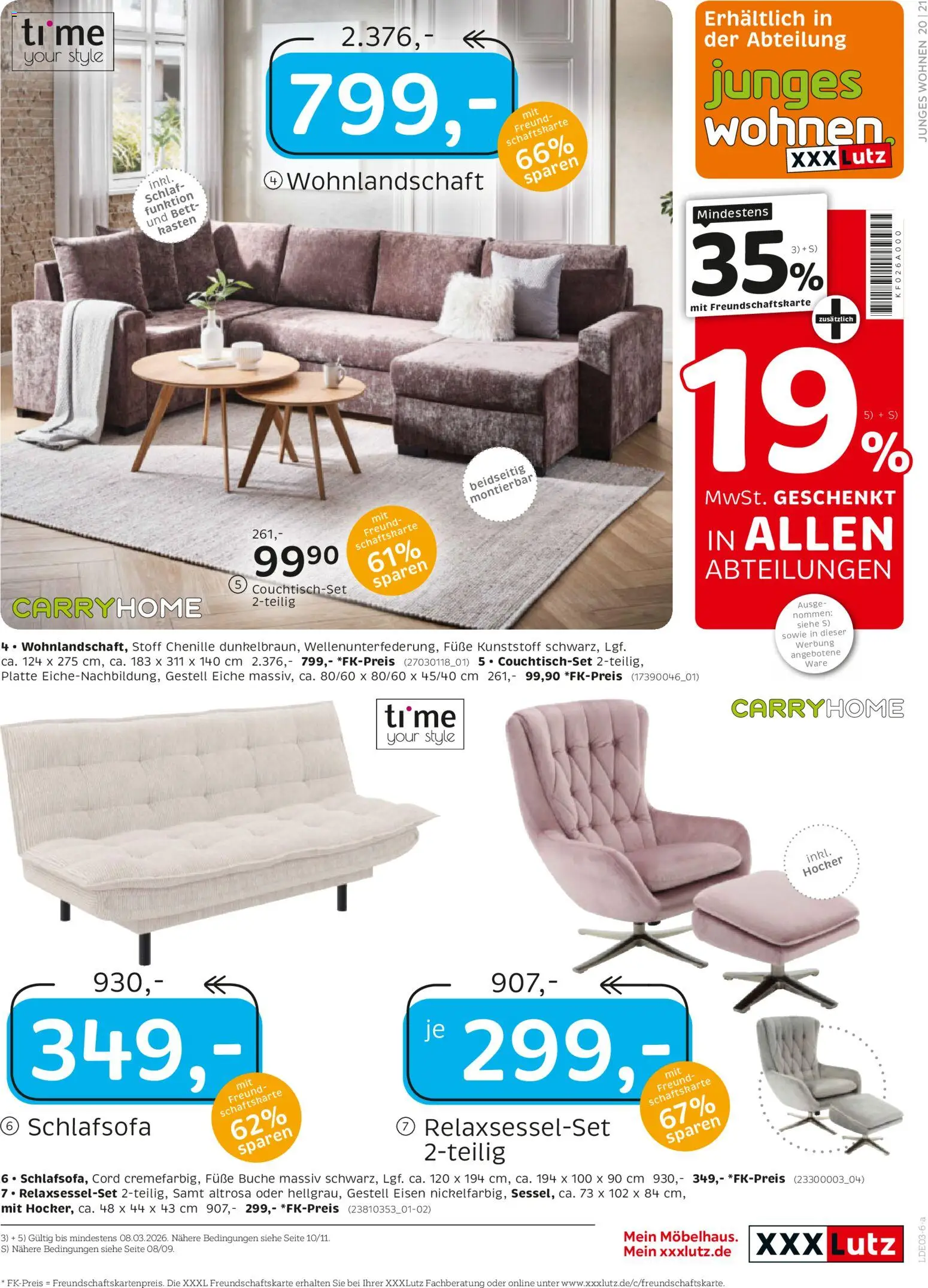 XXXL Lutz Prospekt 	 – gültig ab 22.02.2026 | Seite: 21 | Produkte: Wohnlandschaft, Schlafsofa, Hocker, Bett