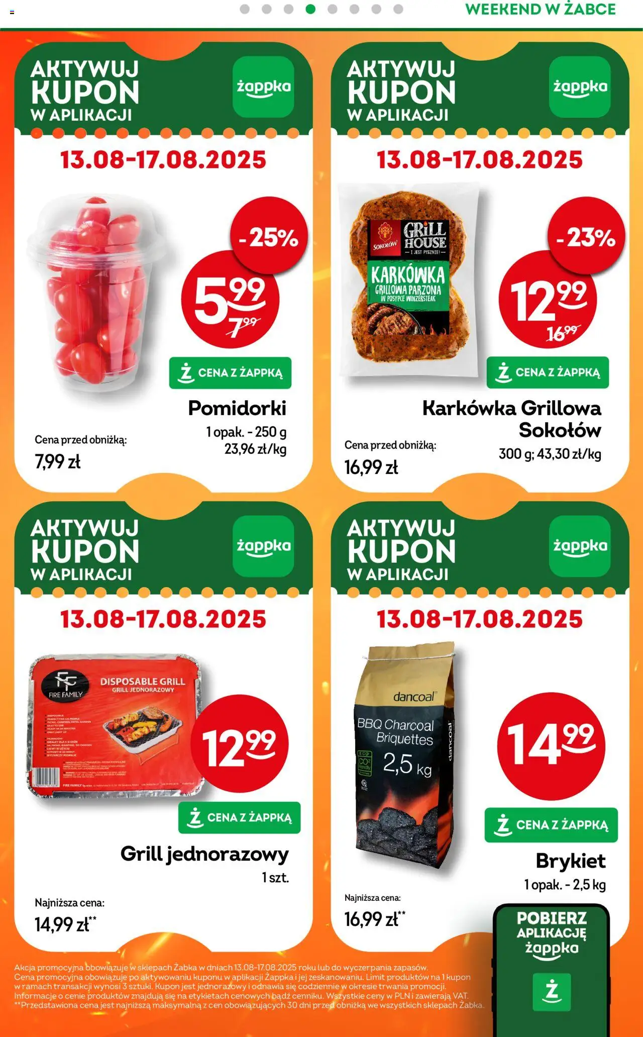Żabka Gazetka - Weekendowe promocje od 15.08.2025 | Strona: 5 | Produkty: Karkówka, Grill, Por, Grill jednorazowy