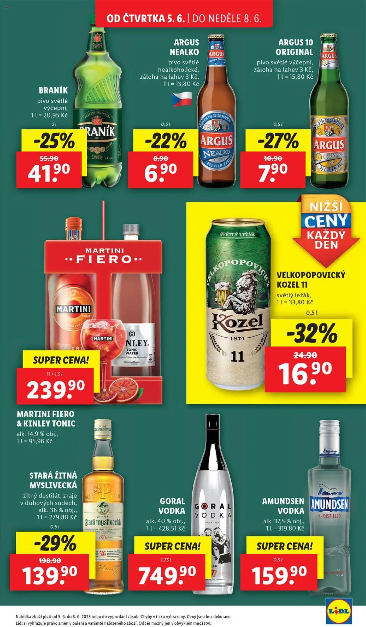 Lidl leták od 05.06.2025 | Strana: 25 | Produkty: Velkopopovický Kozel, Braník, Kozel 11, Stará žitná myslivecká