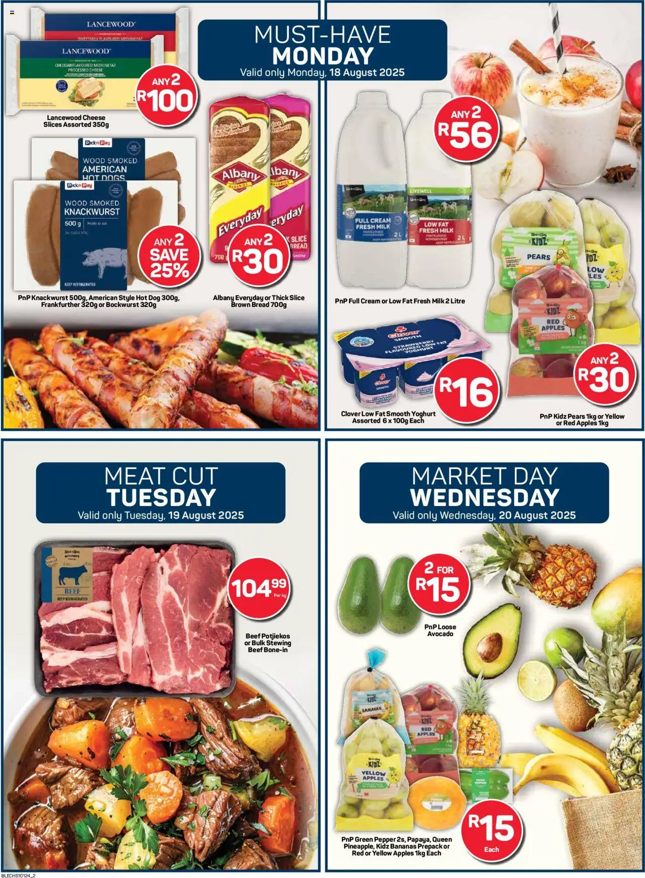 Pick n Pay Eastern Cape - Weekly Specials │ valid from 18.08.2025 | Page: 2 | Products: Pears, Yoghurt, Hot dogs, Pepper