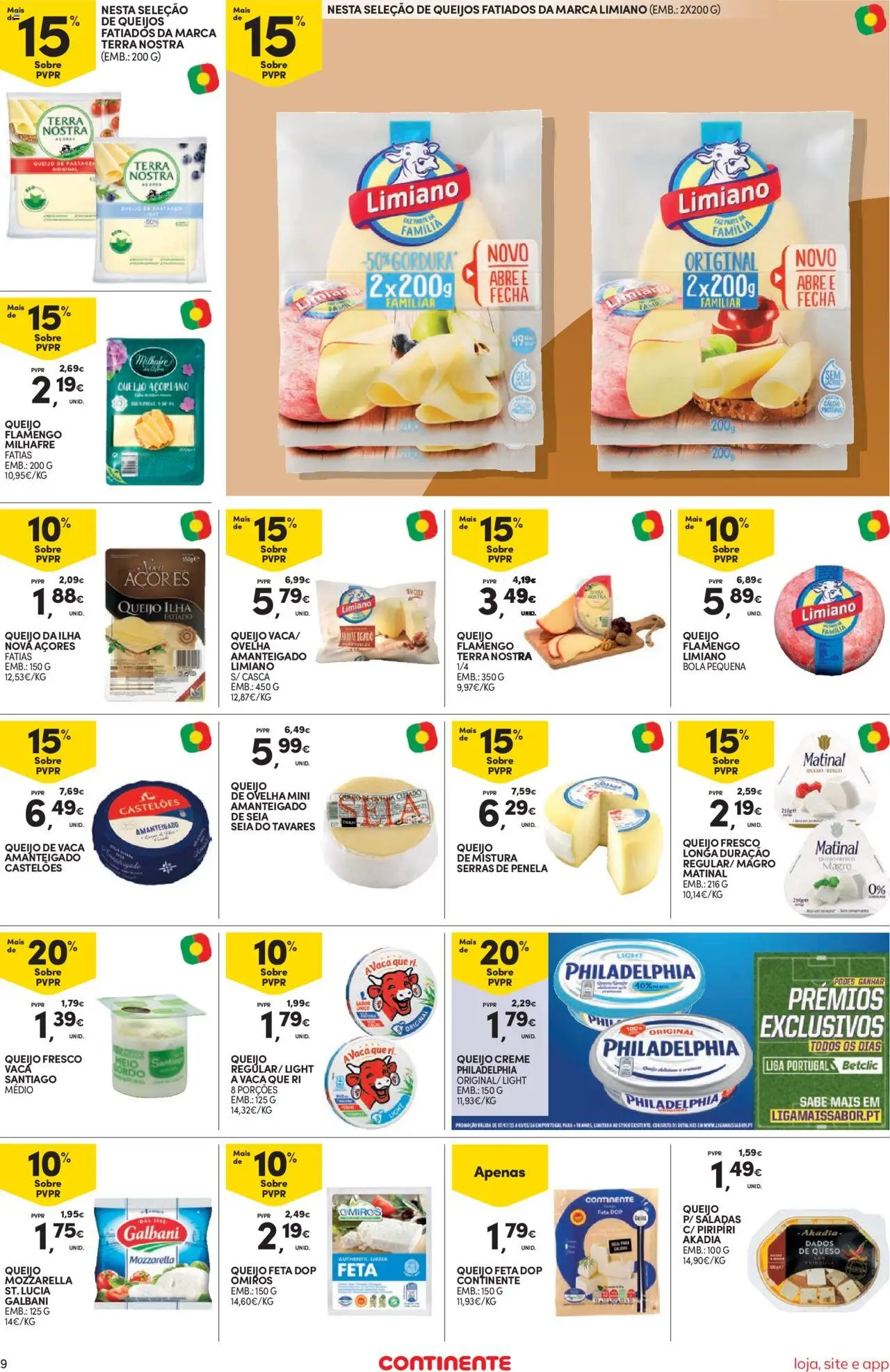 Continente Semanal Continente Bom Dia │ válido de 05.08.2025 | Página: 9 | Produtos: Cream cheese, Saladas, Queijo, Creme