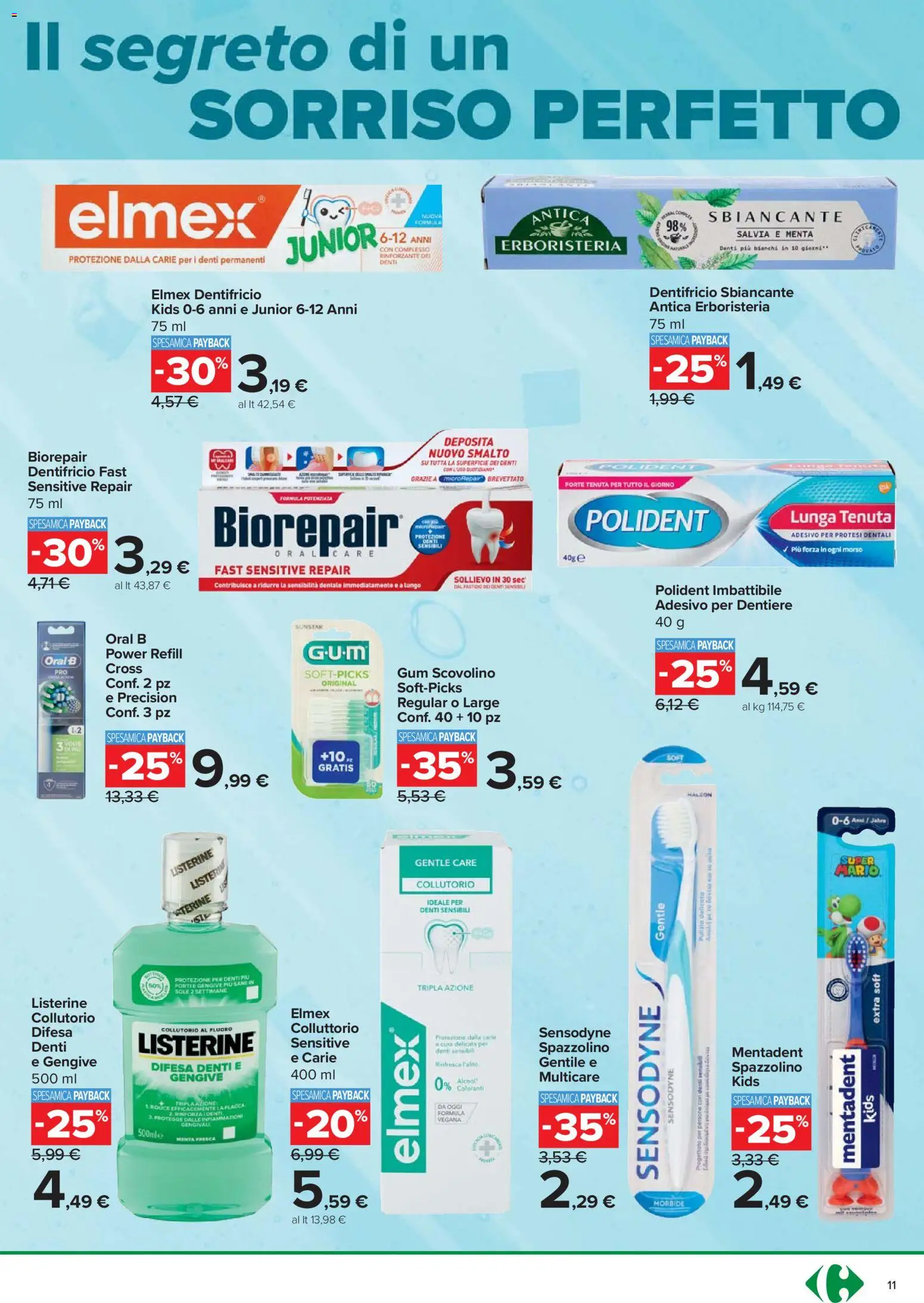 Volantino Carrefour del 08.04.2026 | Pagina: 11 | Prodotti: Dentifricio, Spazzolino, Collutorio, Menta