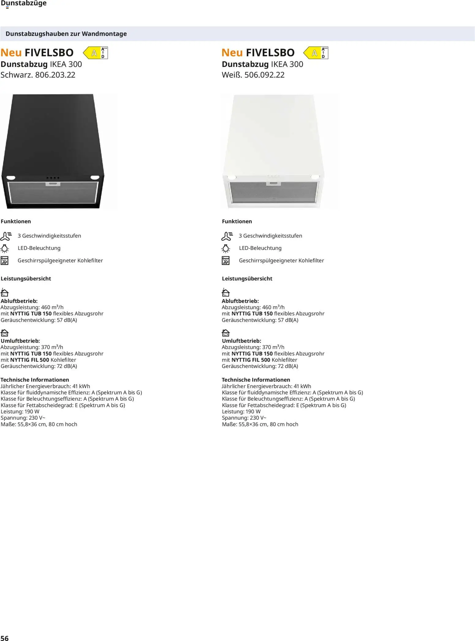 Ikea Elektrogeräte – gültig ab 10.04.2026 | Seite: 56 | Produkte: Dunstabzug