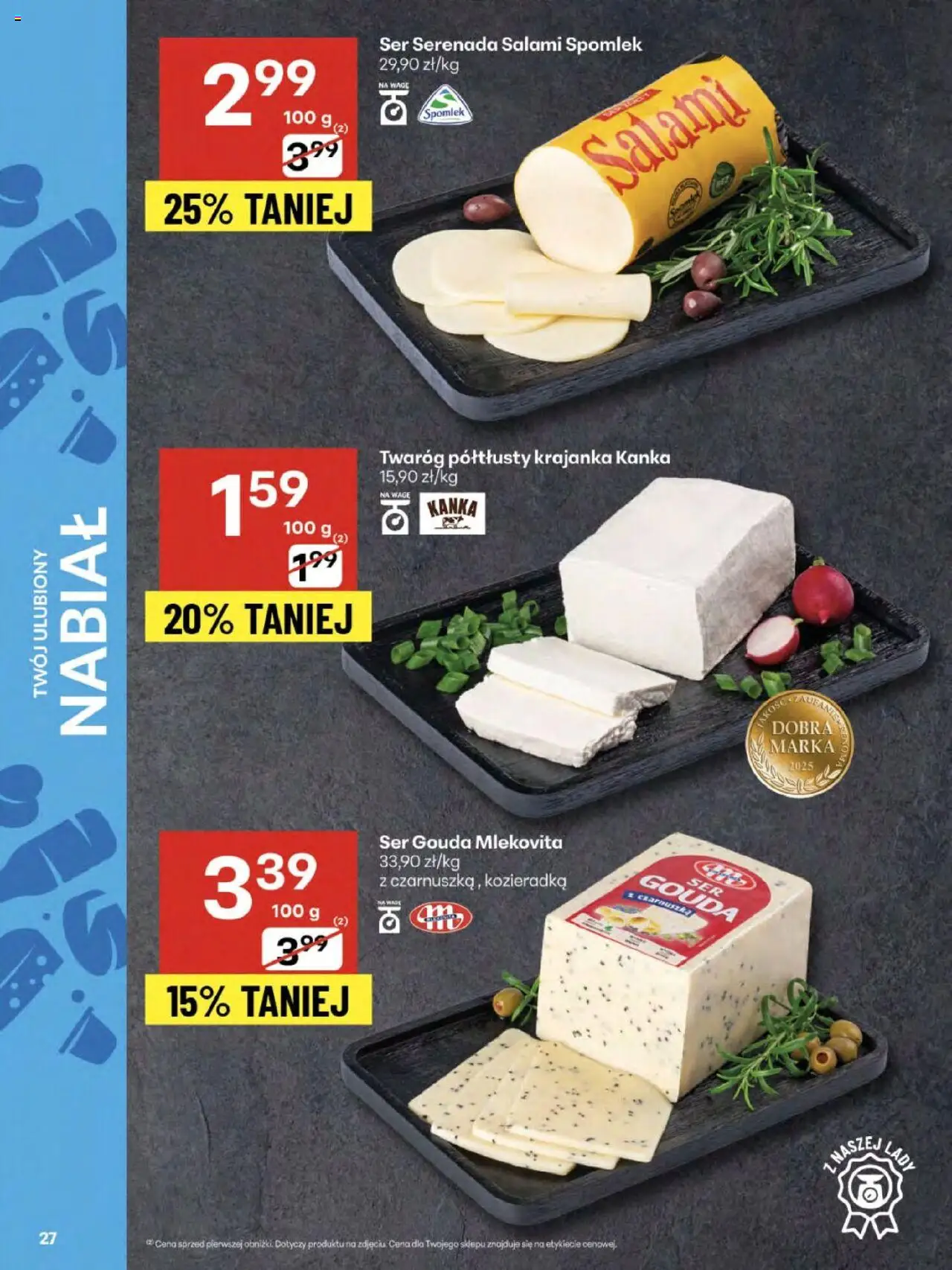 Delikatesy Centrum Gazetka - Sklepy Własne od 07.08.2025 | Strona: 27 | Produkty: Twaróg półtłusty, Salami, Twaróg, Ser gouda