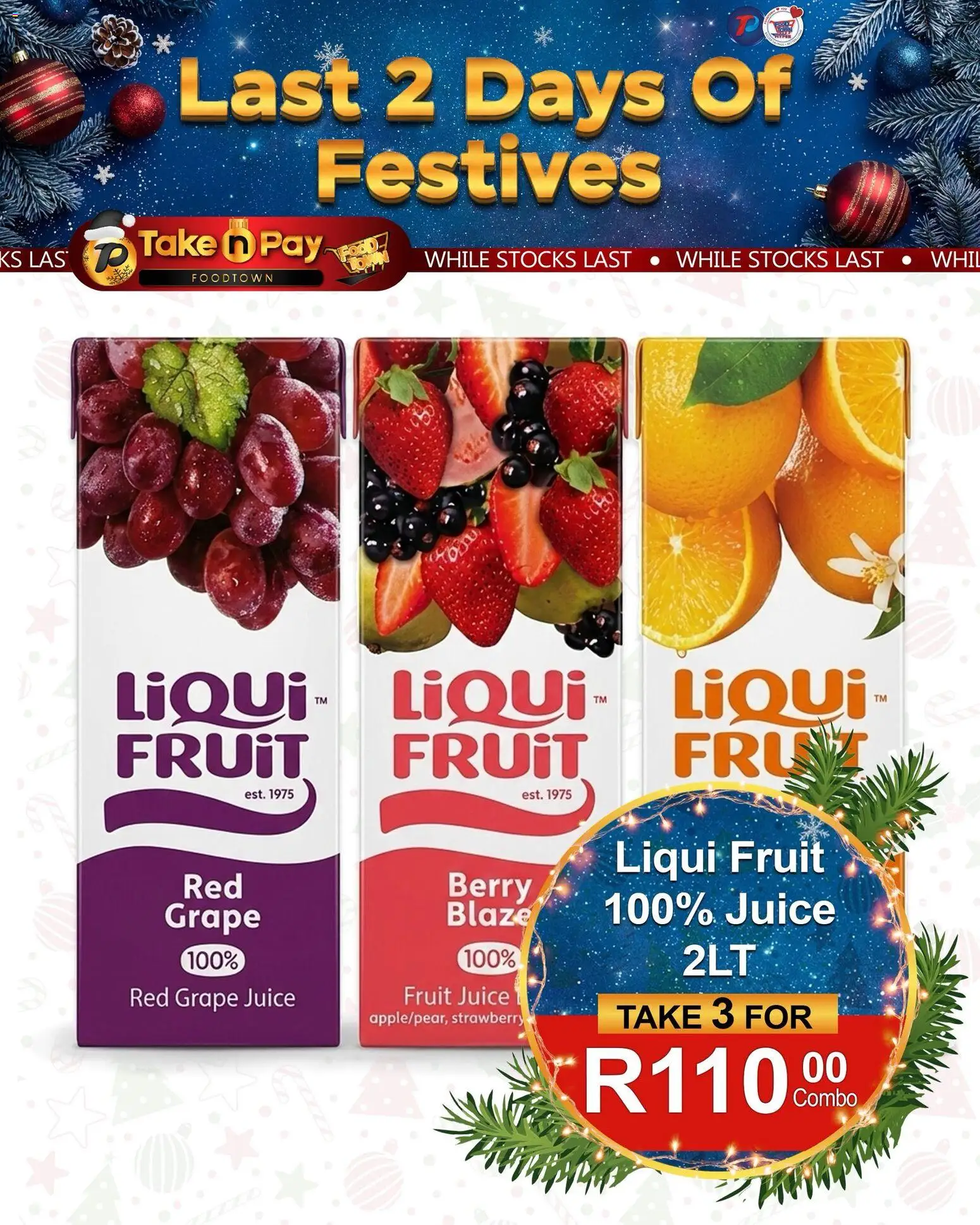 New Take n Pay catalogue – valid from 23.12.2025 | Page: 1 | Products: Juice, Fruit