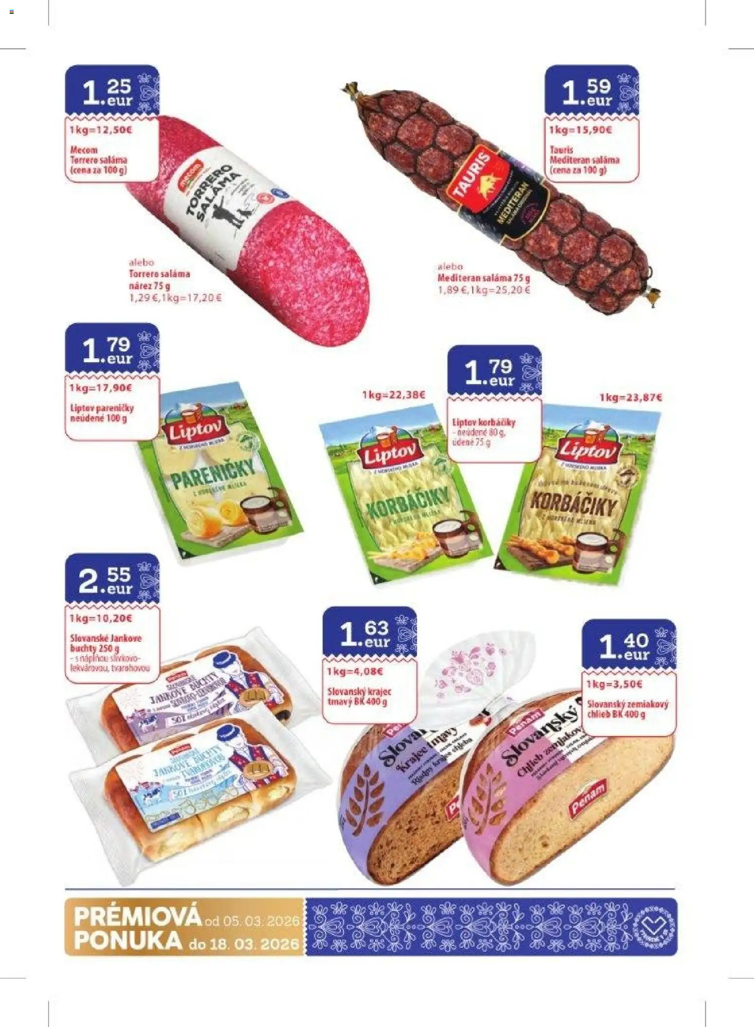 Nové KARMEN CBA akcie – leták je platný od 05.03.2026 | Strana: 28 | Produkty: Chlieb, Saláma