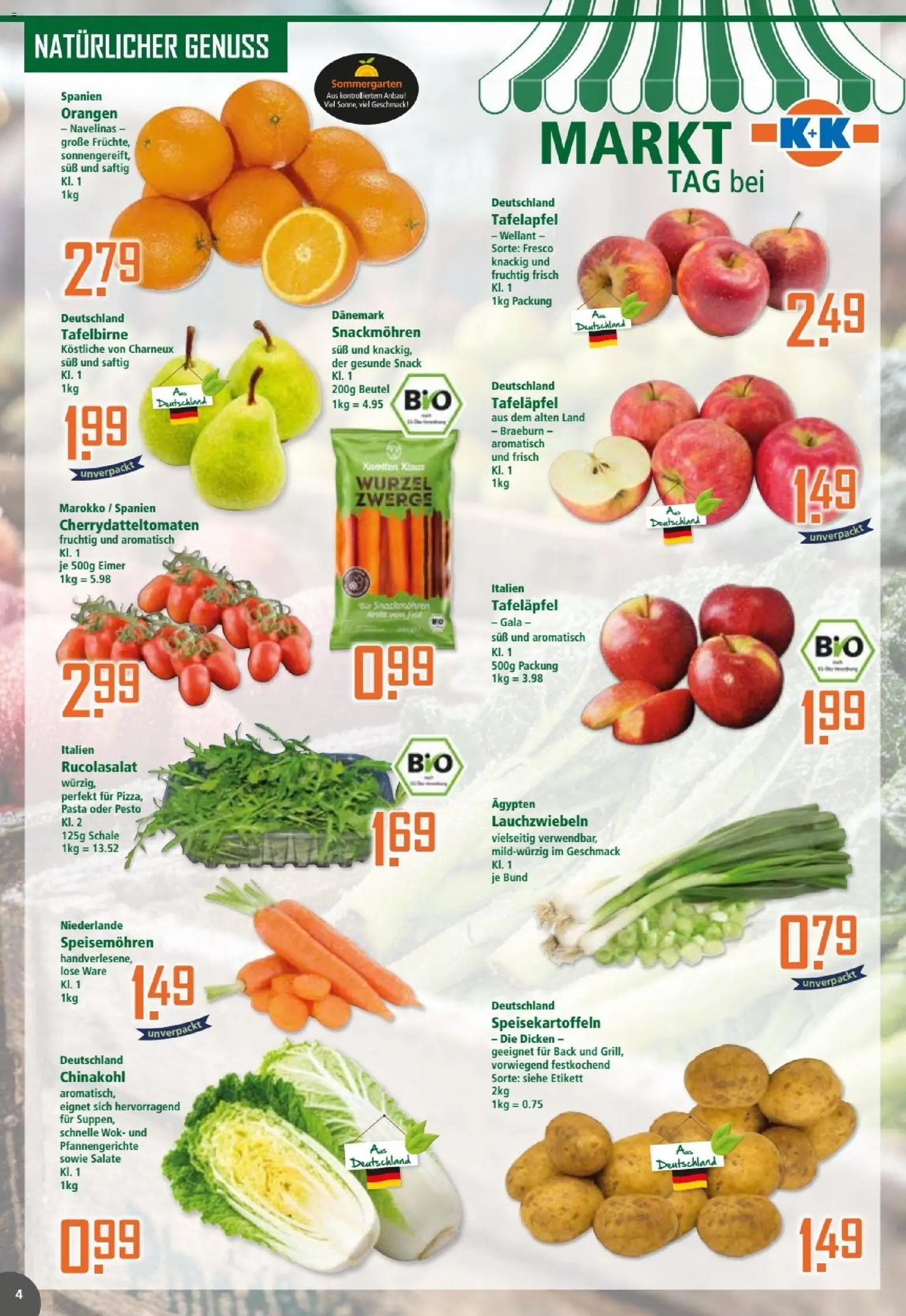 Klaas & Kock Prospekt – gültig ab 12.01.2026 | Seite: 4 | Produkte: Orangen, Chinakohl, Pasta, Wok