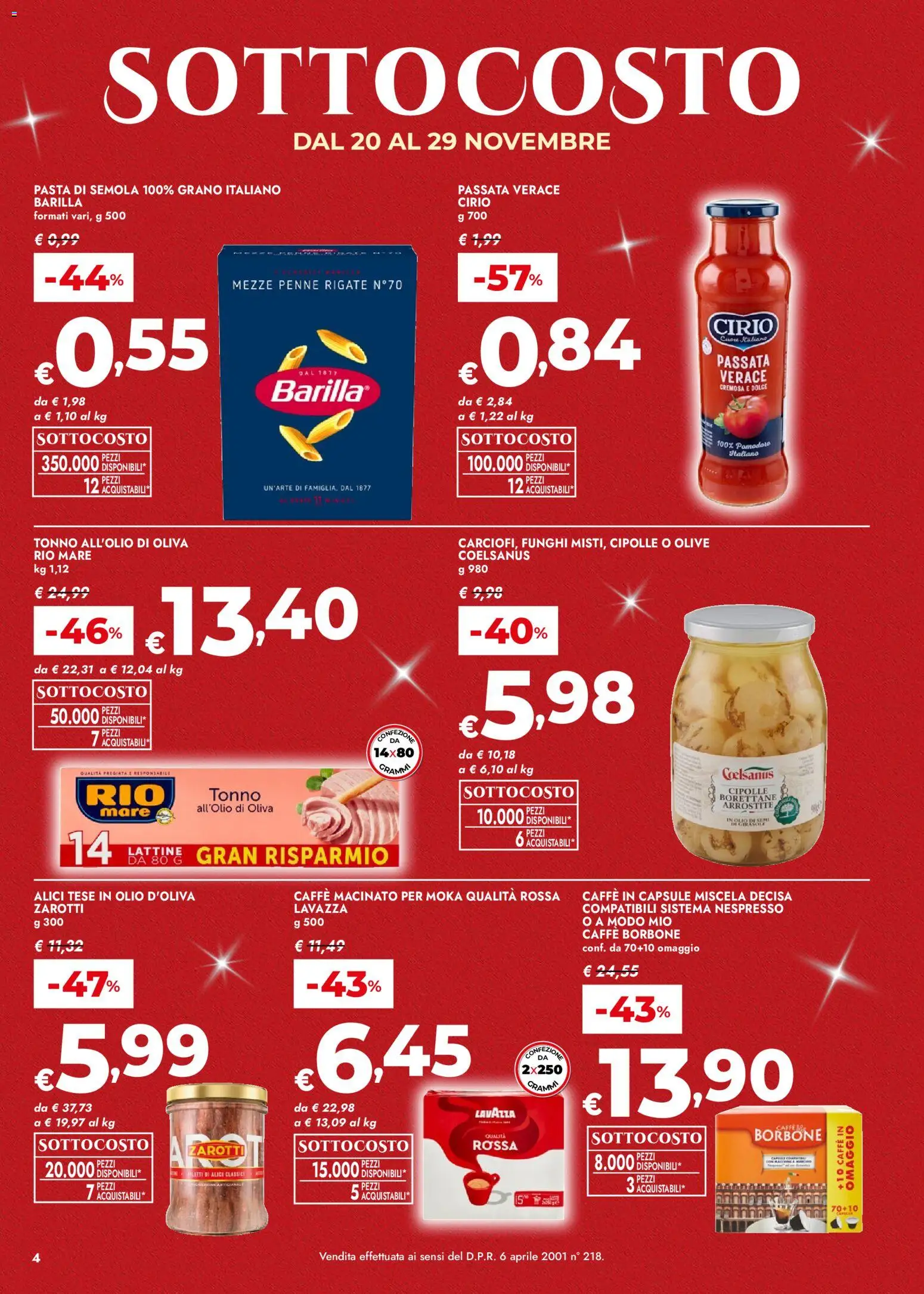 Volantino bennet del 20.11.2025 | Pagina: 4 | Prodotti: Caffè, Funghi, Tonno, Alici