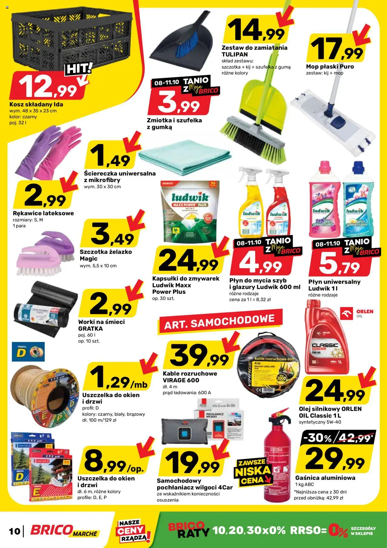 Brico Marché Gazetka od 08.10.2025 | Strona: 10 | Produkty: Rękawice lateksowe, Kosz, Olej, Szczotka