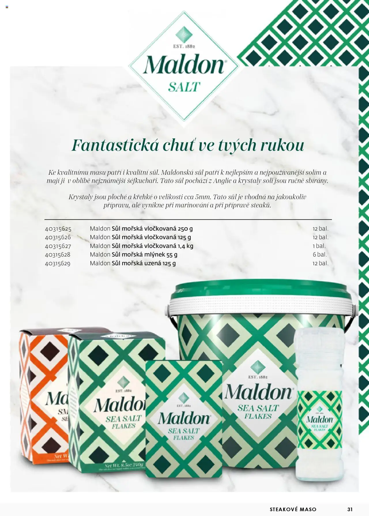 Jip katalalog - Maso 2025 od 01.01.2025 | Strana: 31 | Produkty: Mlýnek, Maso, Maldonská sůl, Uzená sůl