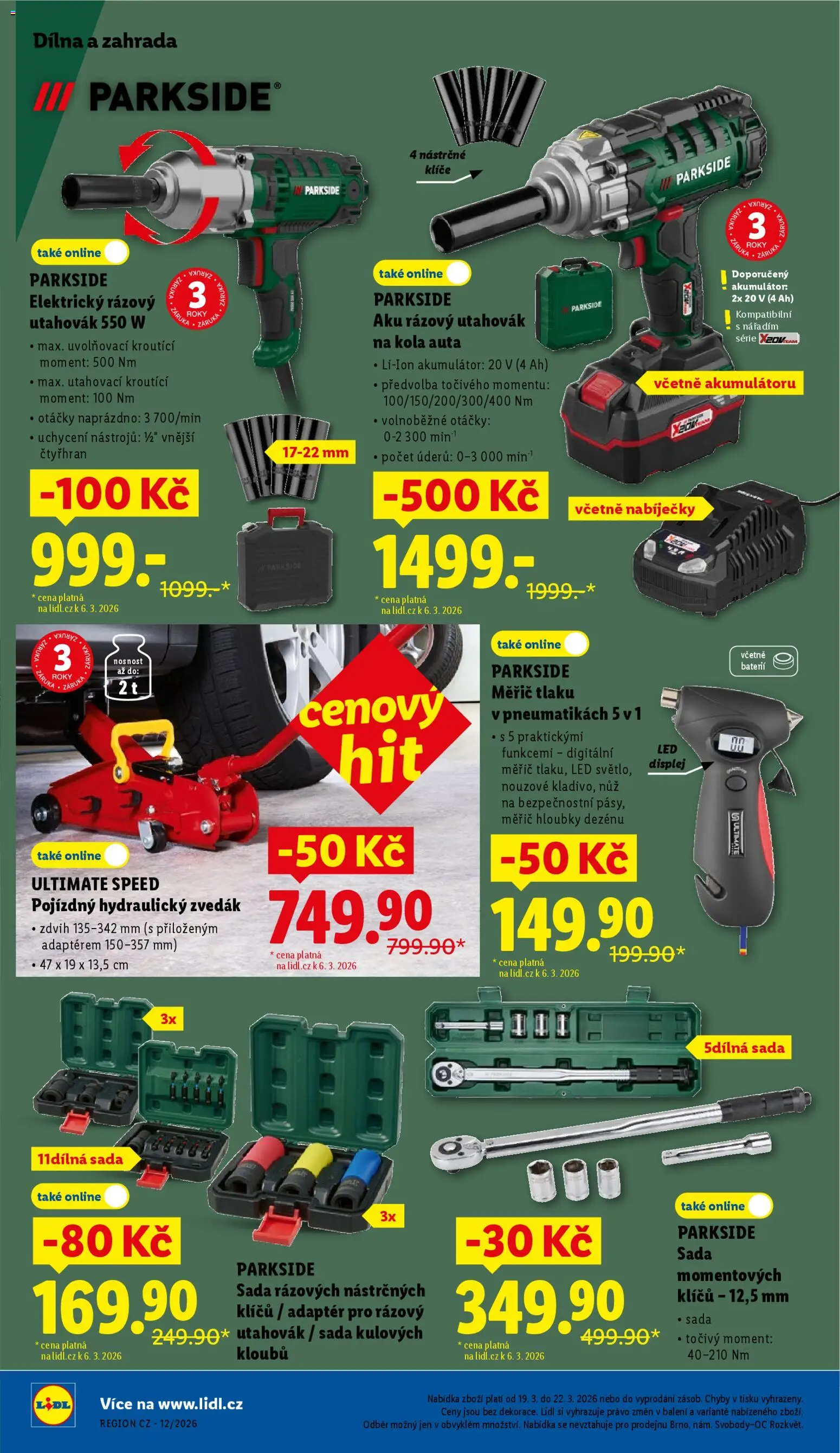 Lidl leták - Spotřební zboží od 19.03.2026 | Strana: 26 | Produkty: Parkside, Zahrada, Elektrický rázový utahovák, Aku rázový utahovák