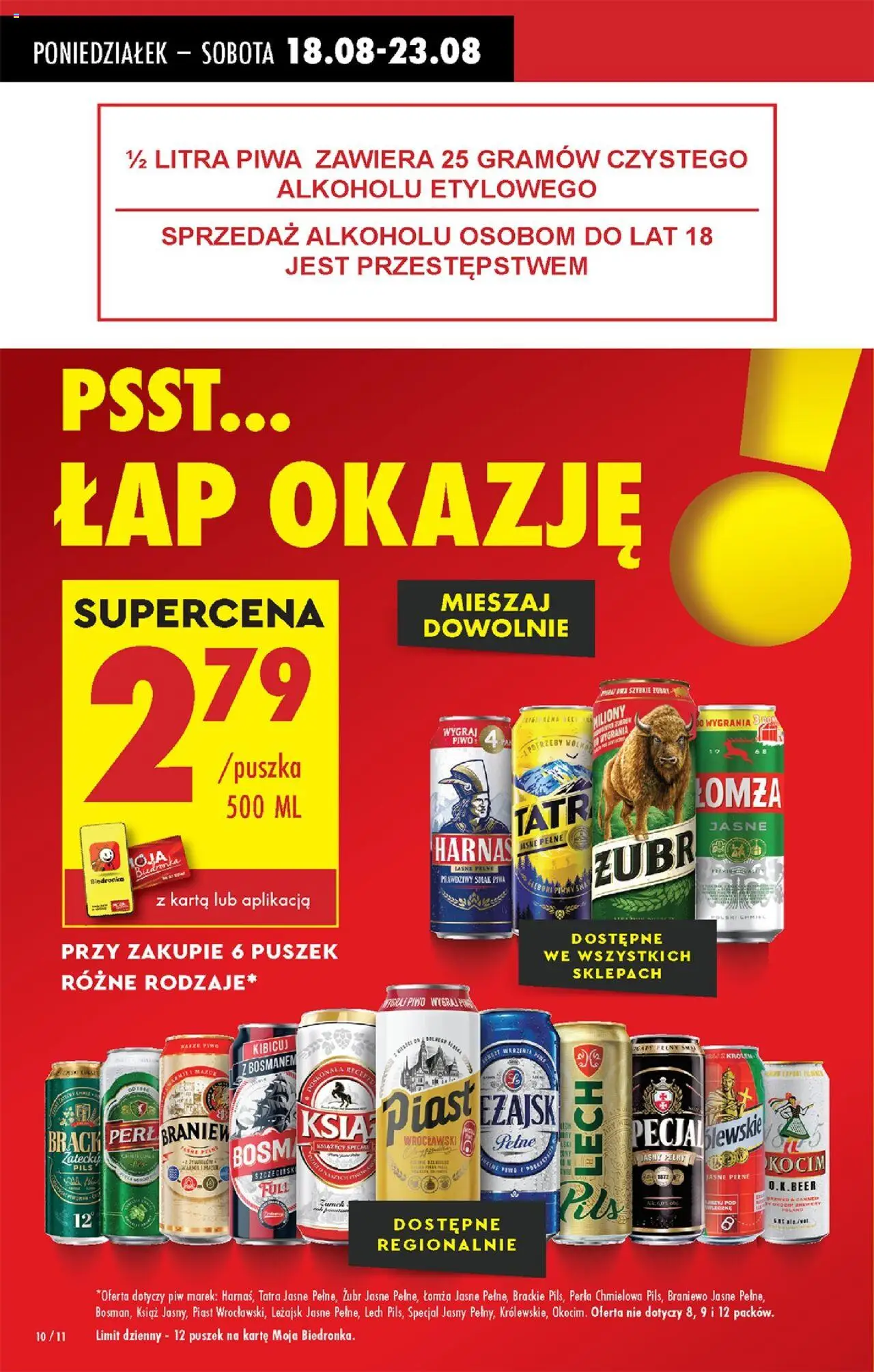 Biedronka gazetka od 18.08.2025 | Strona: 10 | Produkty: Karta, Harnaś, Piwo