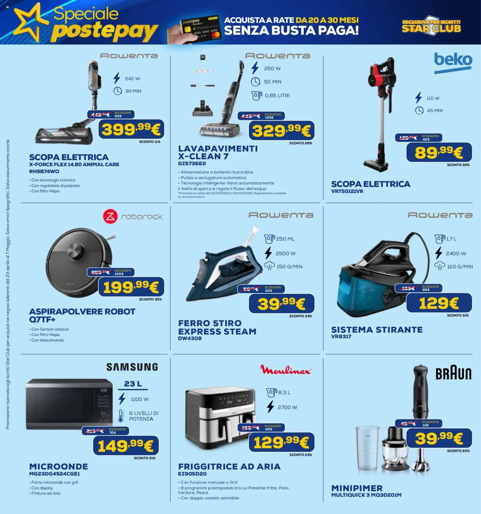 Volantino Euronics del 23.04.2026 | Pagina: 29 | Prodotti: Friggitrice ad aria, Scopa, Forno, Batteria