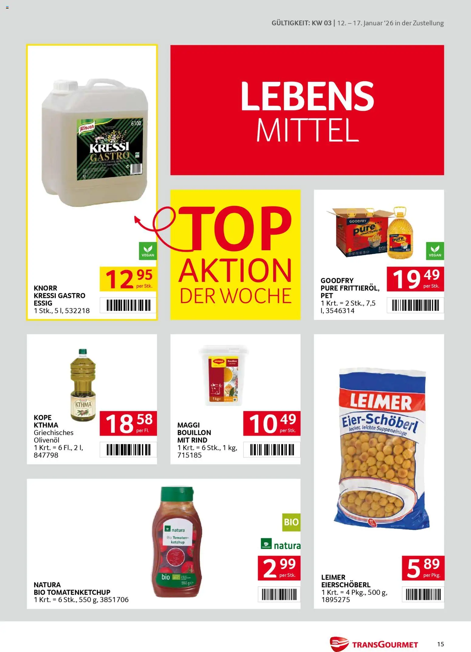 Transgourmet Zustellaktion gültig ab 12.01.2026 | Seite: 15 | Produkte: Ketchup, Tomaten