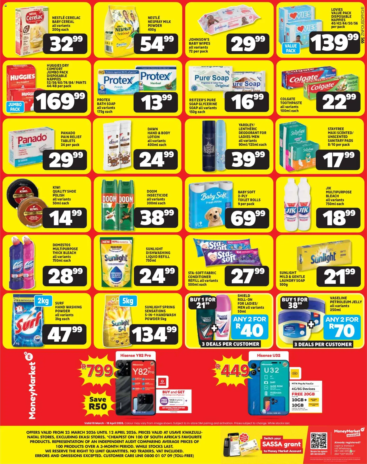 New Usave catalogue – valid from 23.03.2026 | Page: 4 | Products: Toilet, Bath, Bleach, Toothpaste