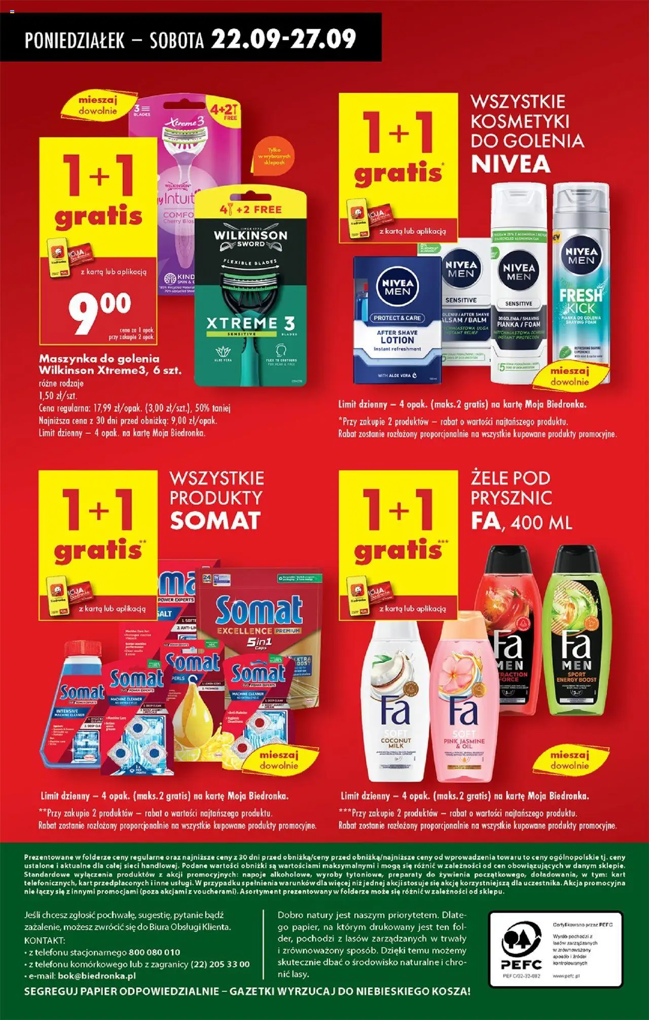 Biedronka gazetka od 22.09.2025 | Strona: 60 | Produkty: Karta, Kosmetyki, Maszynka do golenia, Prysznic