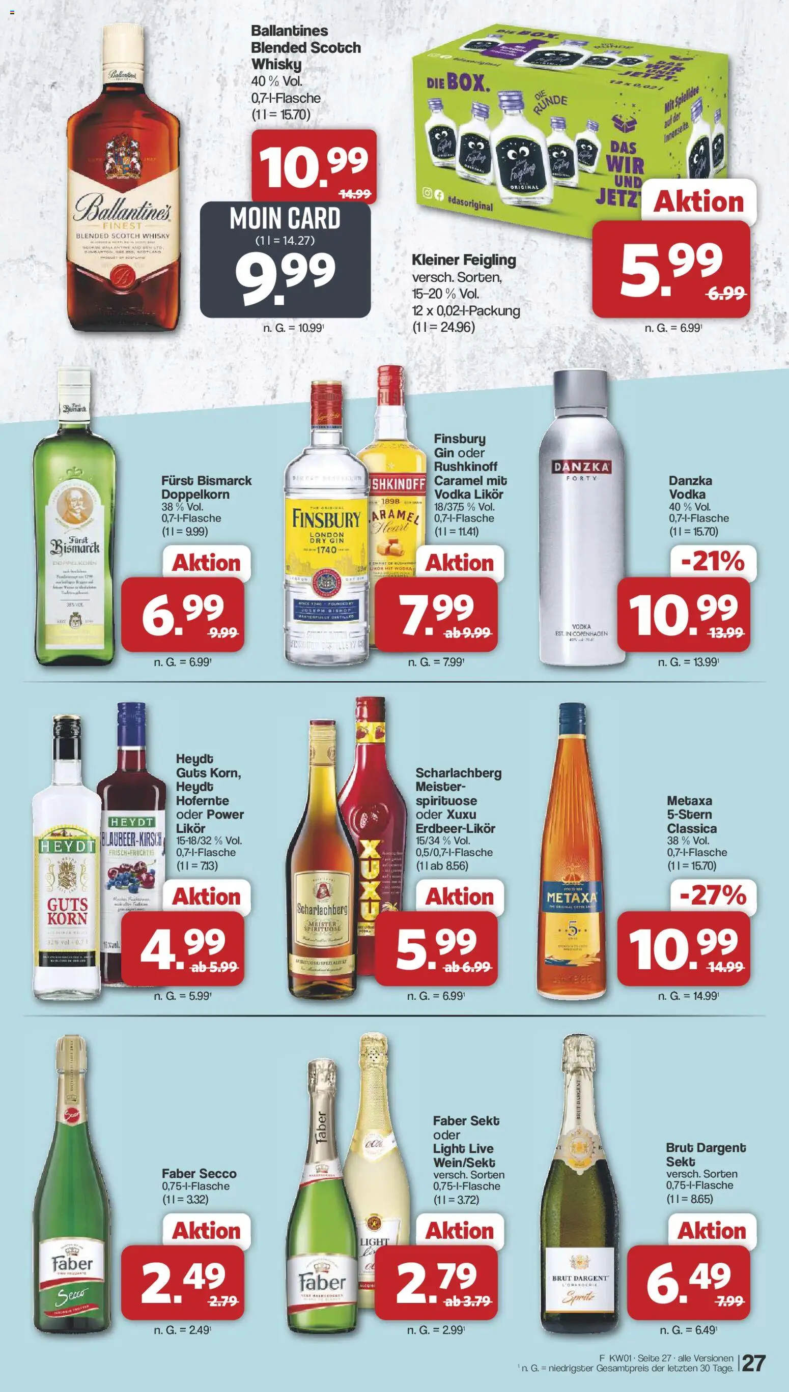 Famila Nordwest Prospekt 	 – gültig ab 29.12.2025 | Seite: 29 | Produkte: Kleiner feigling, Metaxa, Vodka, Wodka