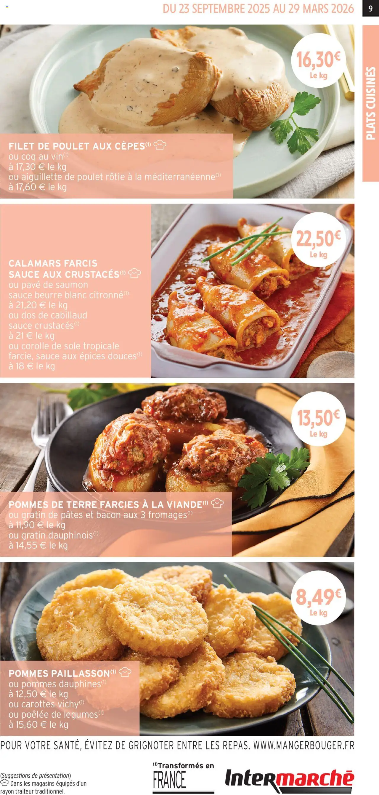 {H1} | Page: 9 | Produits: Carottes, Pavé de saumon, Viande, Saumon