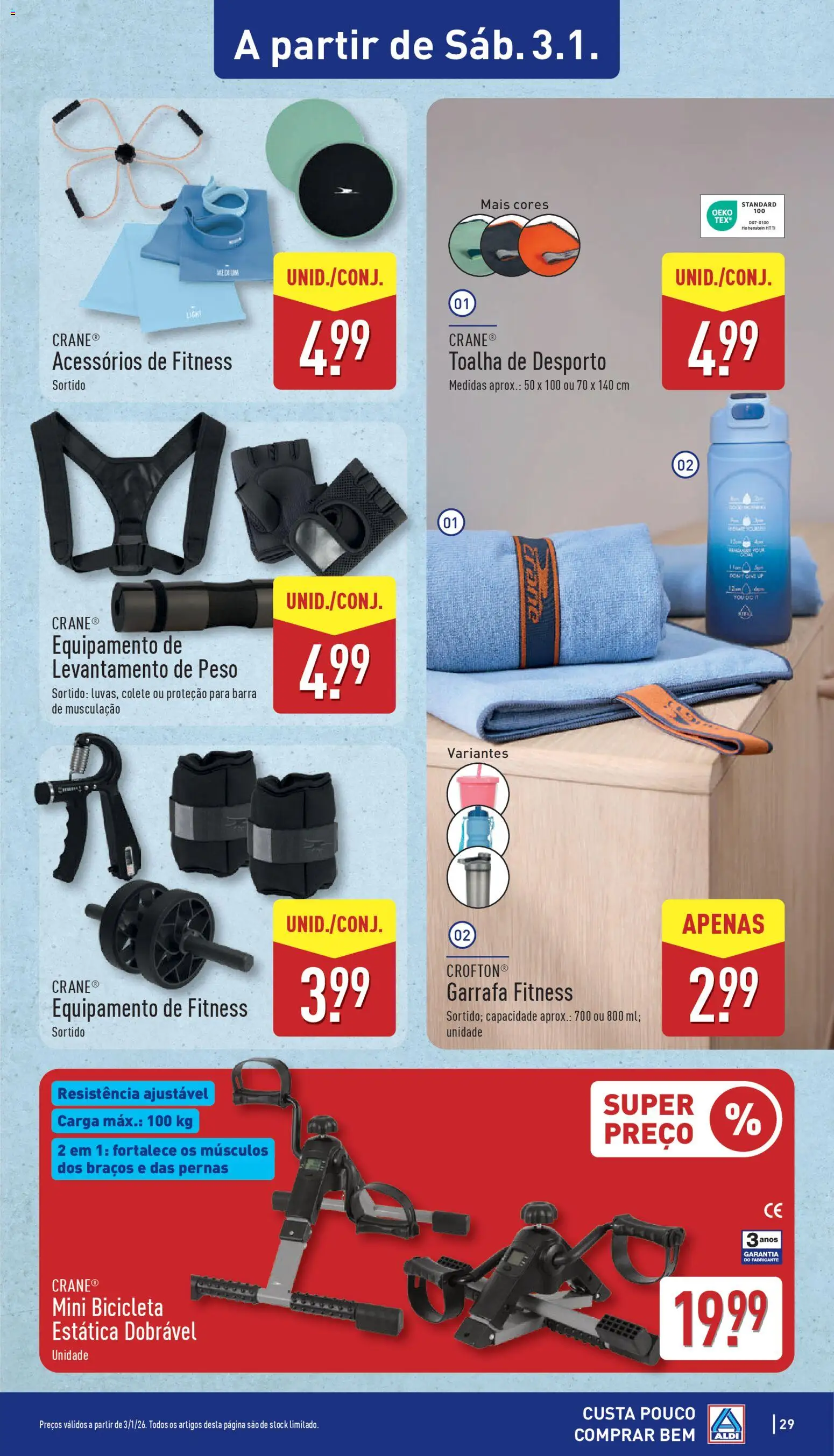Aldi folheto │ válido de 29.12.2025 | Página: 29 | Produtos: Barra de musculação, Bicicleta, Colete