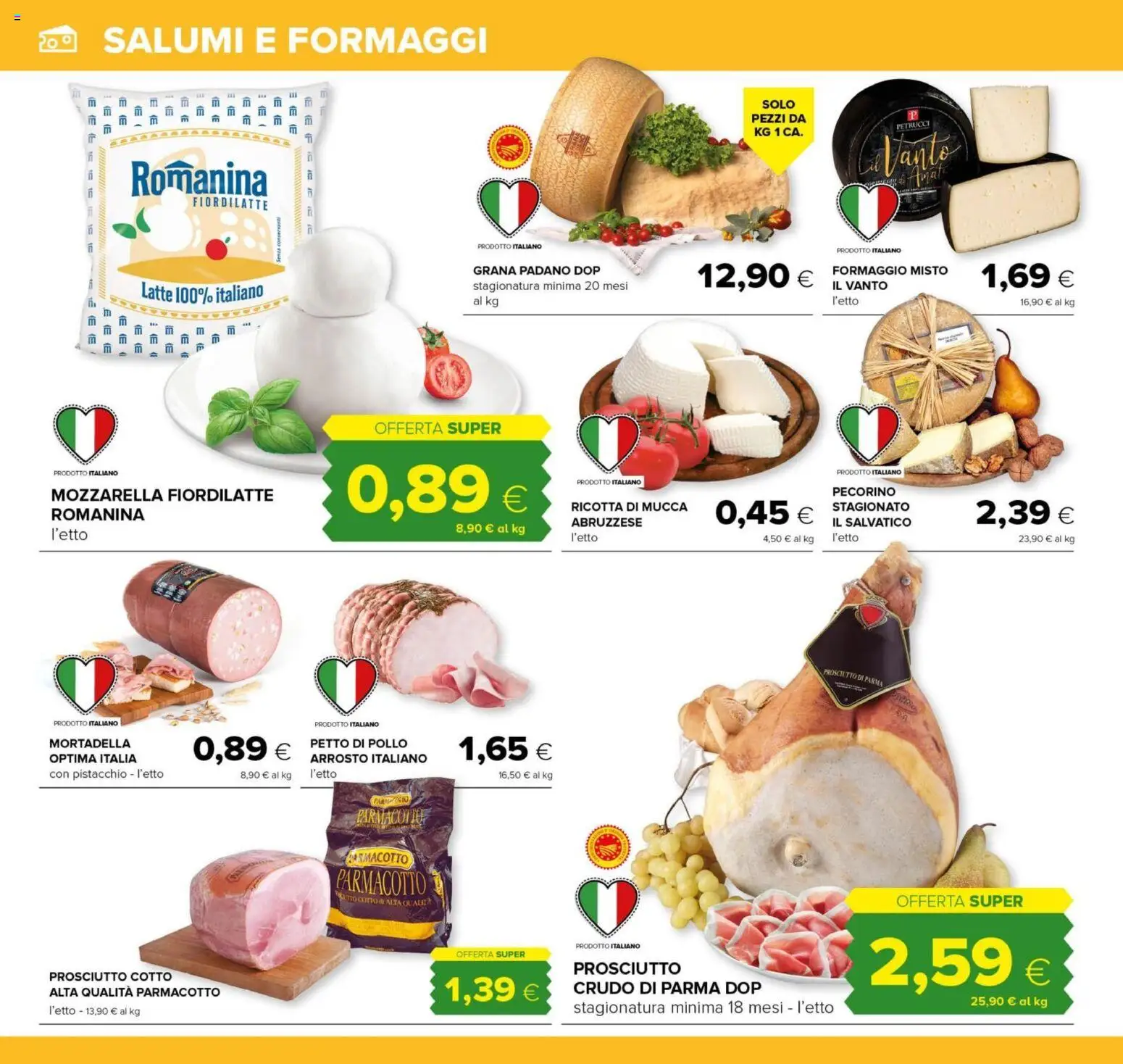 Volantino Oasi del 29.01.2026 | Pagina: 6 | Prodotti: Pollo, Mortadella, Grana Padano, Ricotta