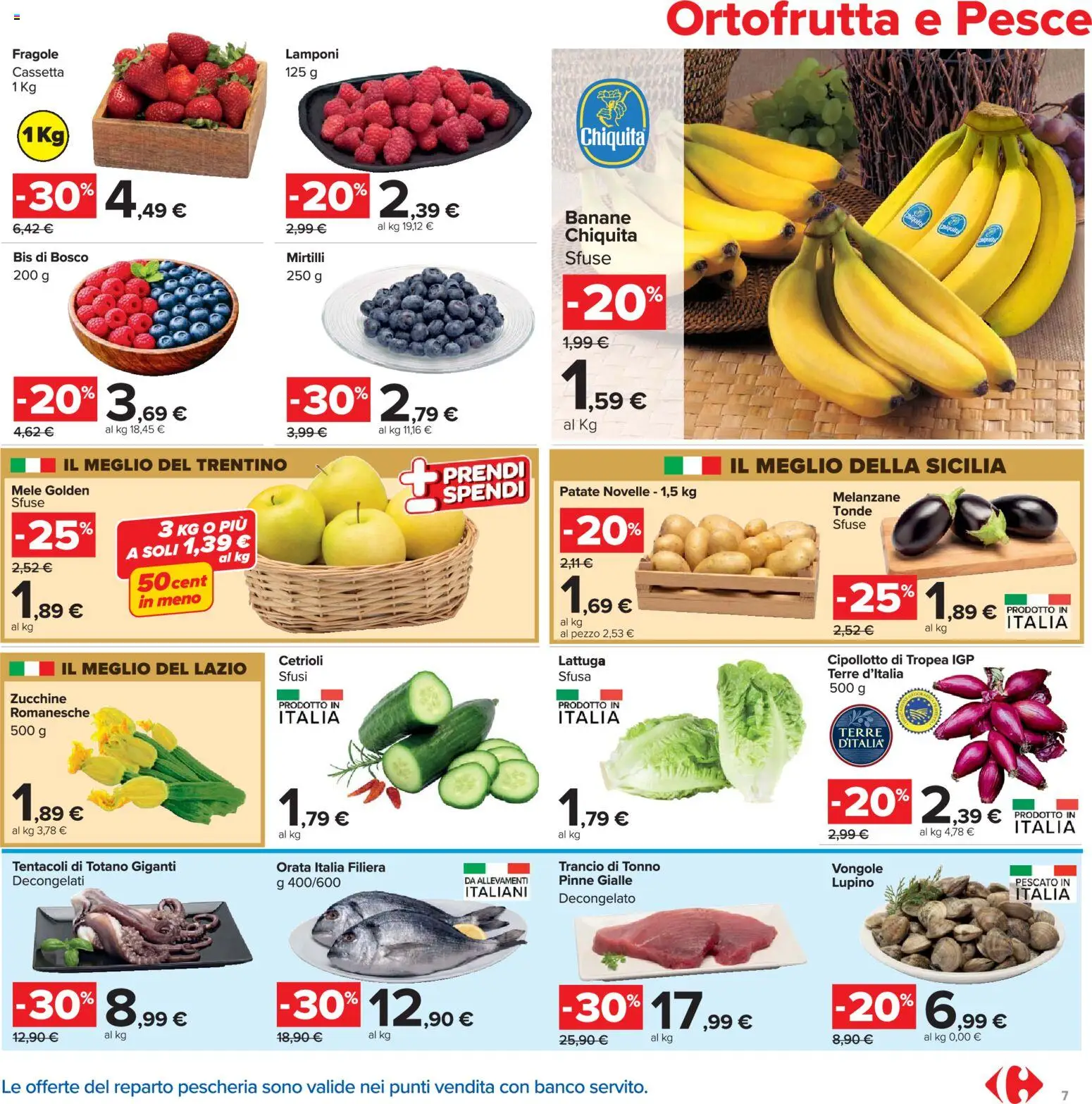 Volantino Carrefour del 07.04.2026 | Pagina: 7 | Prodotti: Mele, Pesce, Vongole, Melanzane