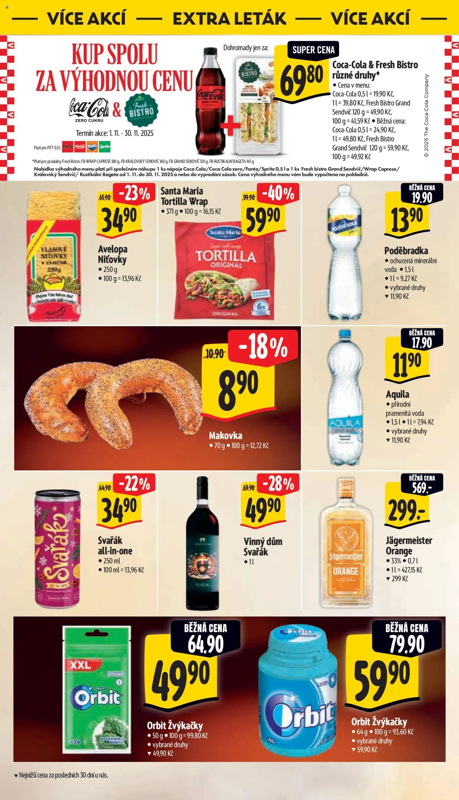 Albert leták - Supermarket od 05.11.2025 | Strana: 46 | Produkty: Žvýkačky orbit, Tortilla, Sprite, Cola