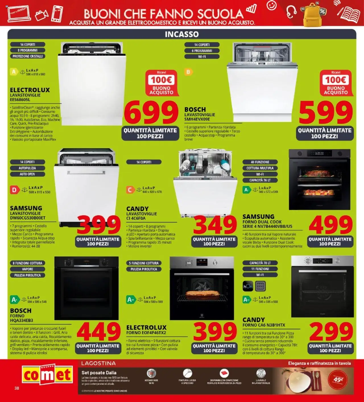 Volantino Comet del 21.08.2025 | Pagina: 38 | Prodotti: Pizza, Vassoio, Forno elettrico, Samsung