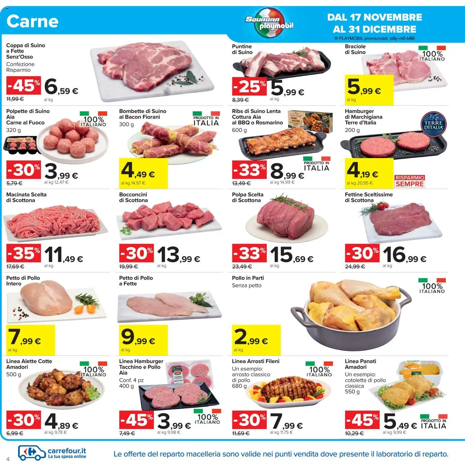 Volantino Carrefour del 02.12.2025 | Pagina: 4 | Prodotti: Arrosto, Suino, Hamburger, Polpette