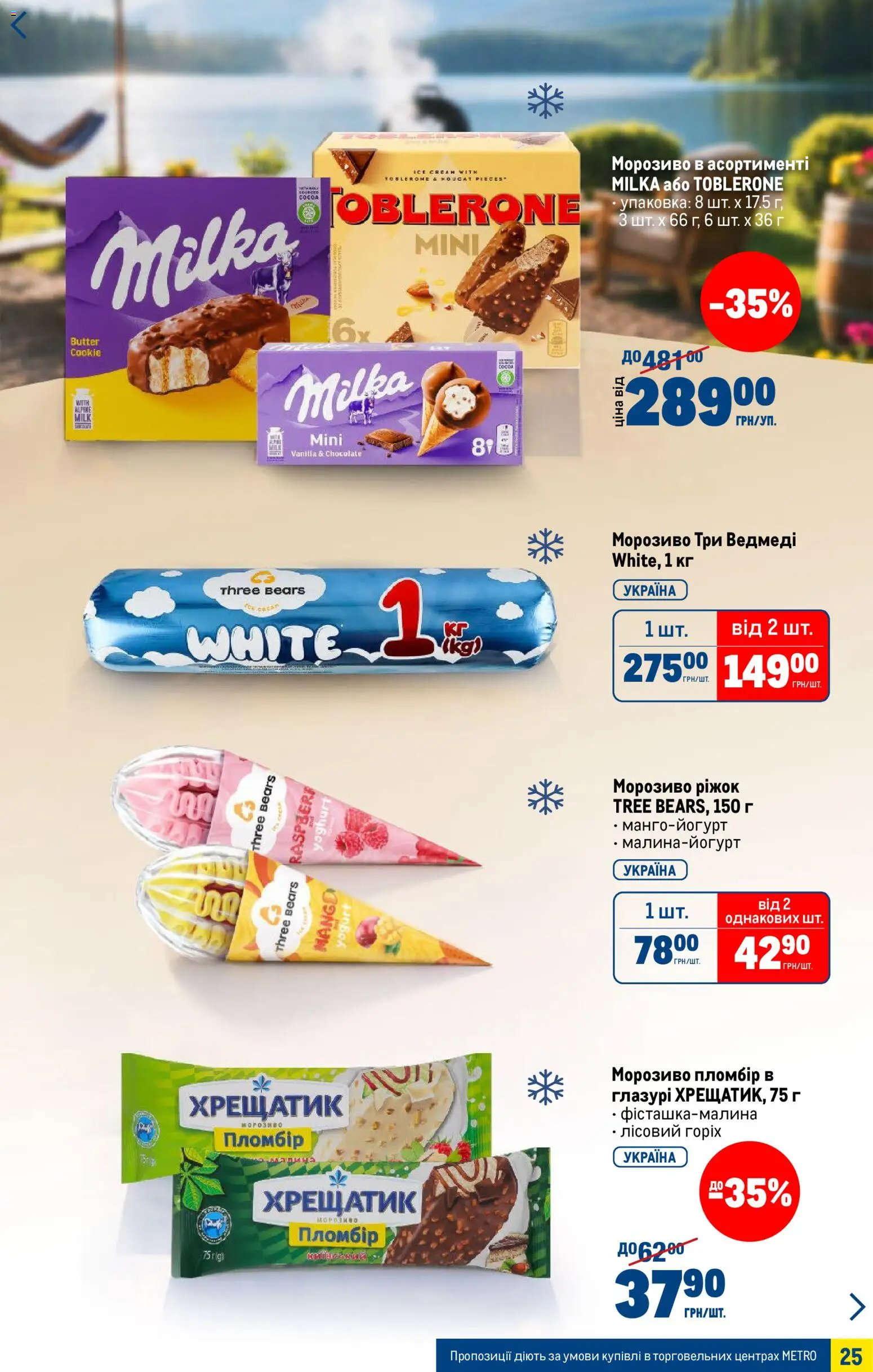 Metro Kаталог - дійснийкції з 15.04.2026 | Сторінка: 25 | Товари: Морозиво