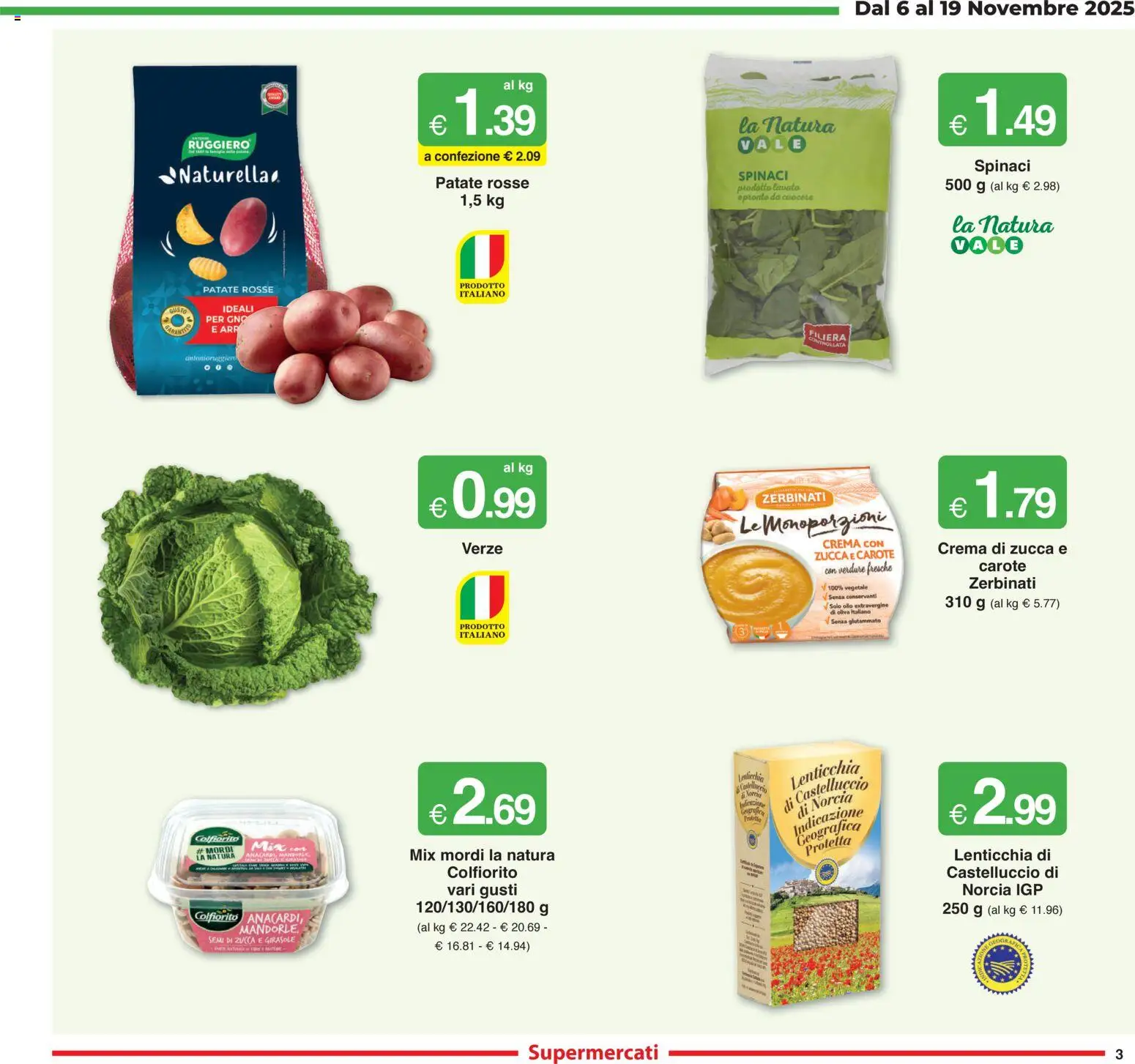 Volantino Sì con Te del 06.11.2025 | Pagina: 3 | Prodotti: Crema, Verdure, Carote, Semi di zucca