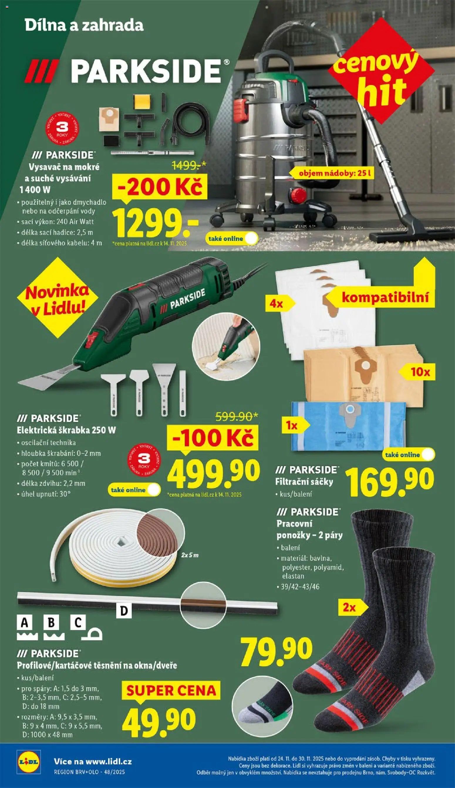 Lidl Black Friday od 24.11.2025 | Strana: 12 | Produkty: Škrabka, Ponožky, Parkside, Vysavač