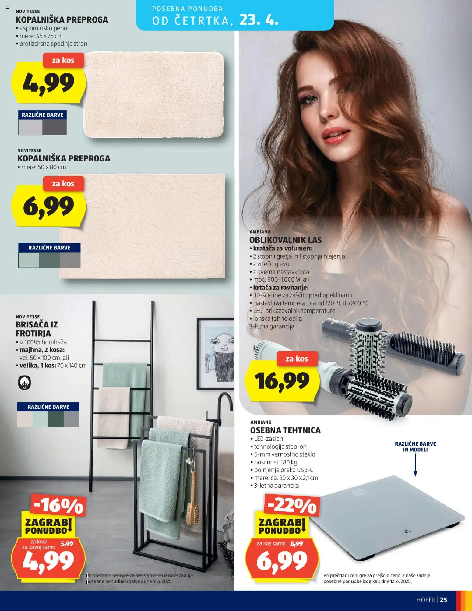 Novi Hofer katalog ponudbe – veljaven od 15.04.2026 | Stran: 25 | Izdelki: Brisača, Preproga, Krtaca, Tehtnica
