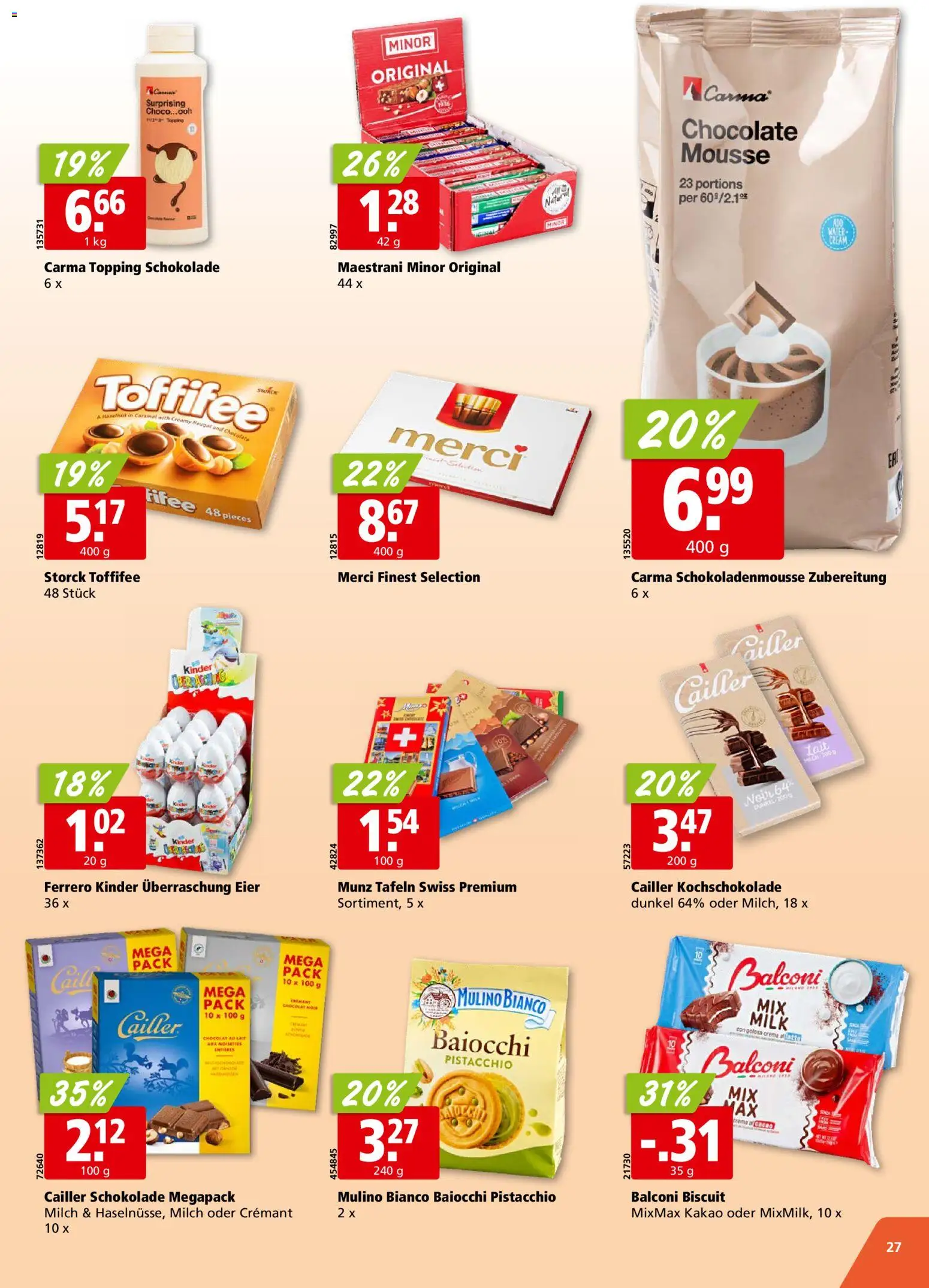 Aligro aktionen Chavannes, Matran, Genf, Sitten – gültig ab 20.04.2026 | Seite: 27 | Produkte: Milch, Eier, Schokolade