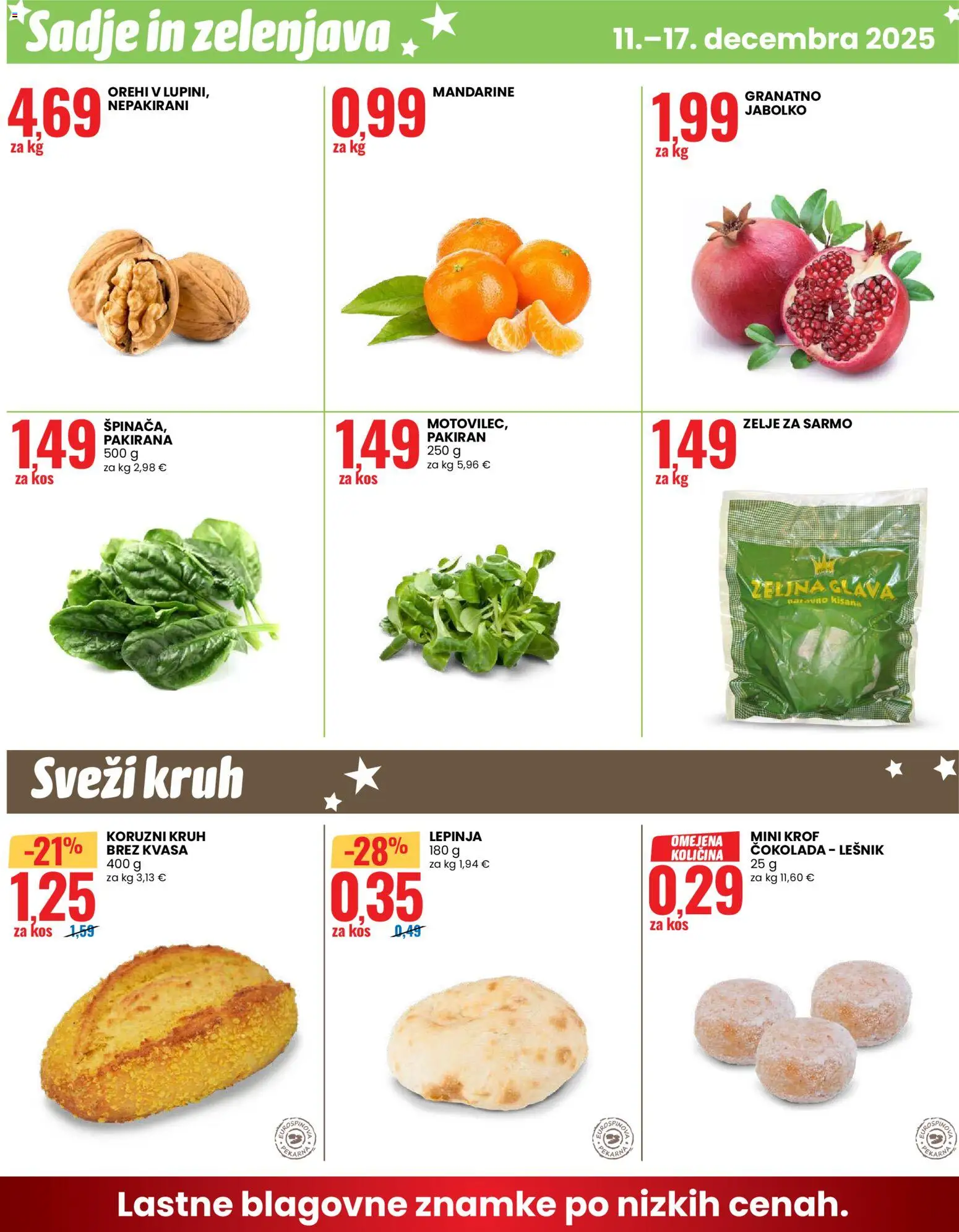 Novi Eurospin katalog ponudbe – veljaven od 11.12.2025 | Stran: 12 | Izdelki: Kos, Kruh, Cokolada, Zelenjava