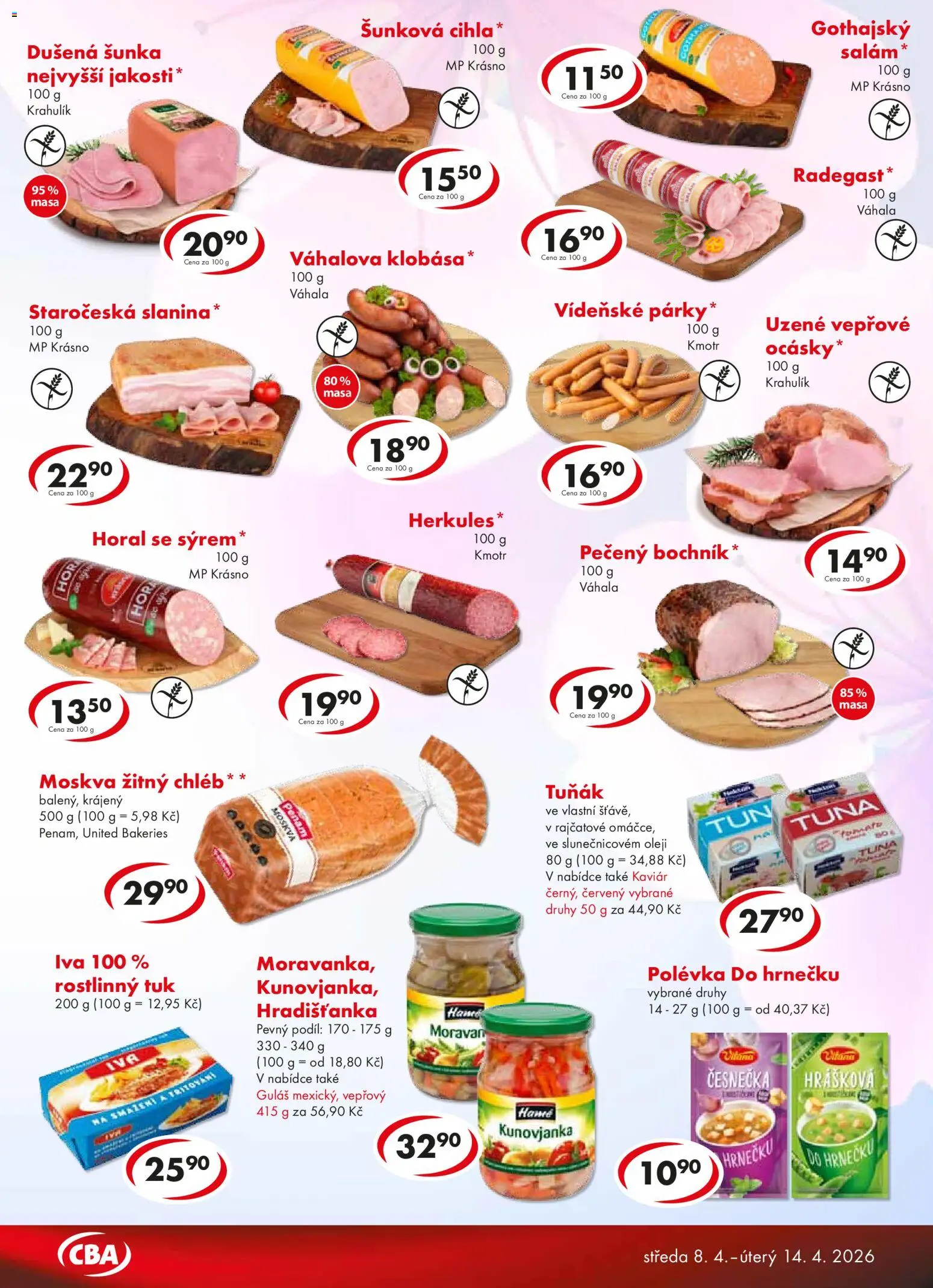 CBA leták - Premium od 08.04.2026 | Strana: 3 | Produkty: Žitný chléb, Klobása, Guláš, Slanina