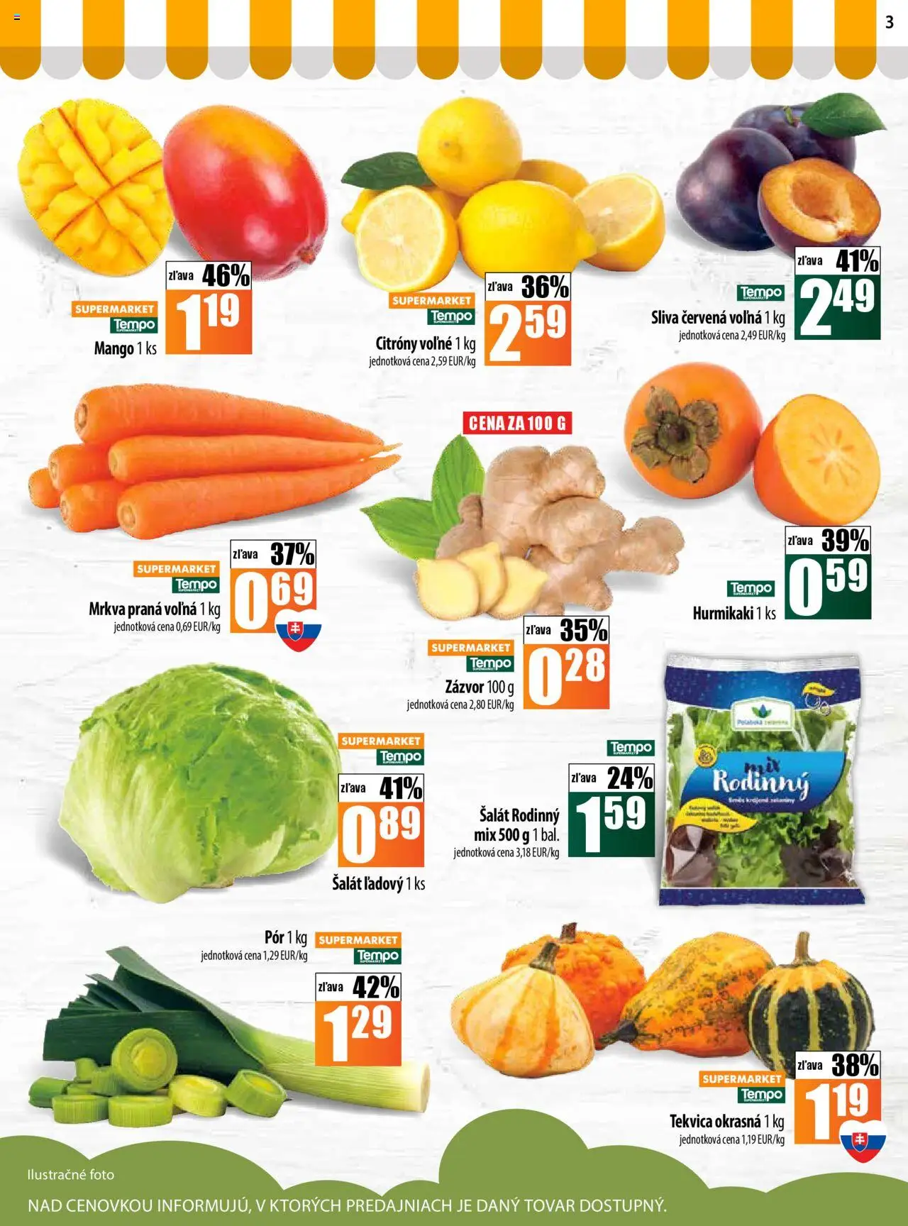 Nové COOP Jednota akcie – leták je platný od 09.10.2025 | Strana: 3 | Produkty: Zázvor, Citróny, Mrkva, Šalát