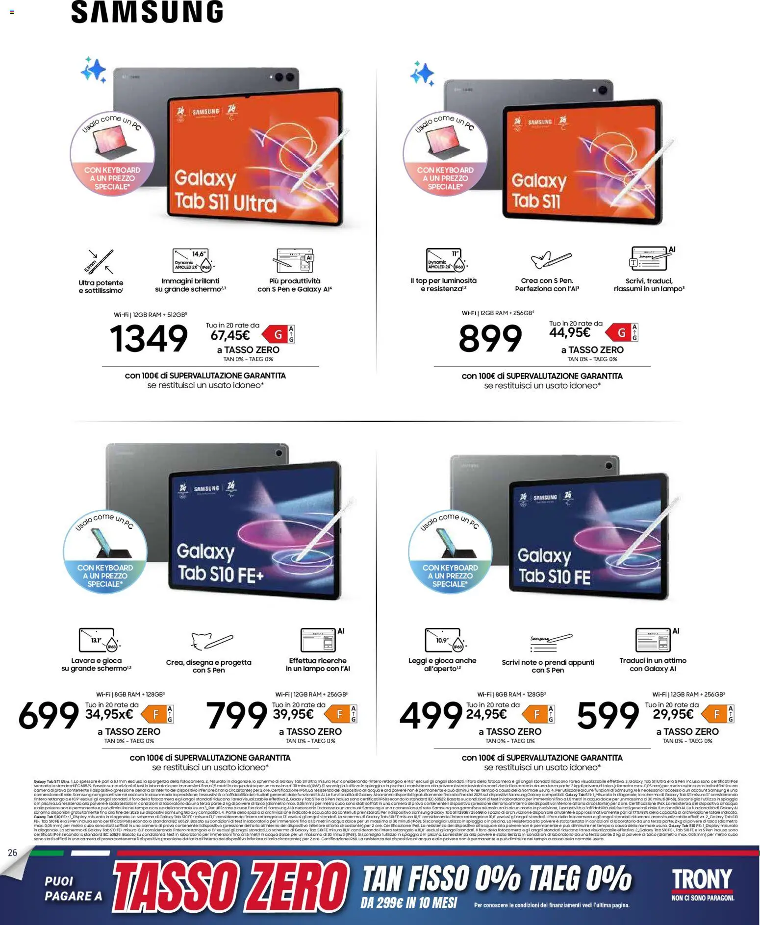 Volantino Trony volantino Sardegna del 19.03.2026 | Pagina: 25 | Prodotti: Samsung Galaxy, Acqua, Top, Fotocamera