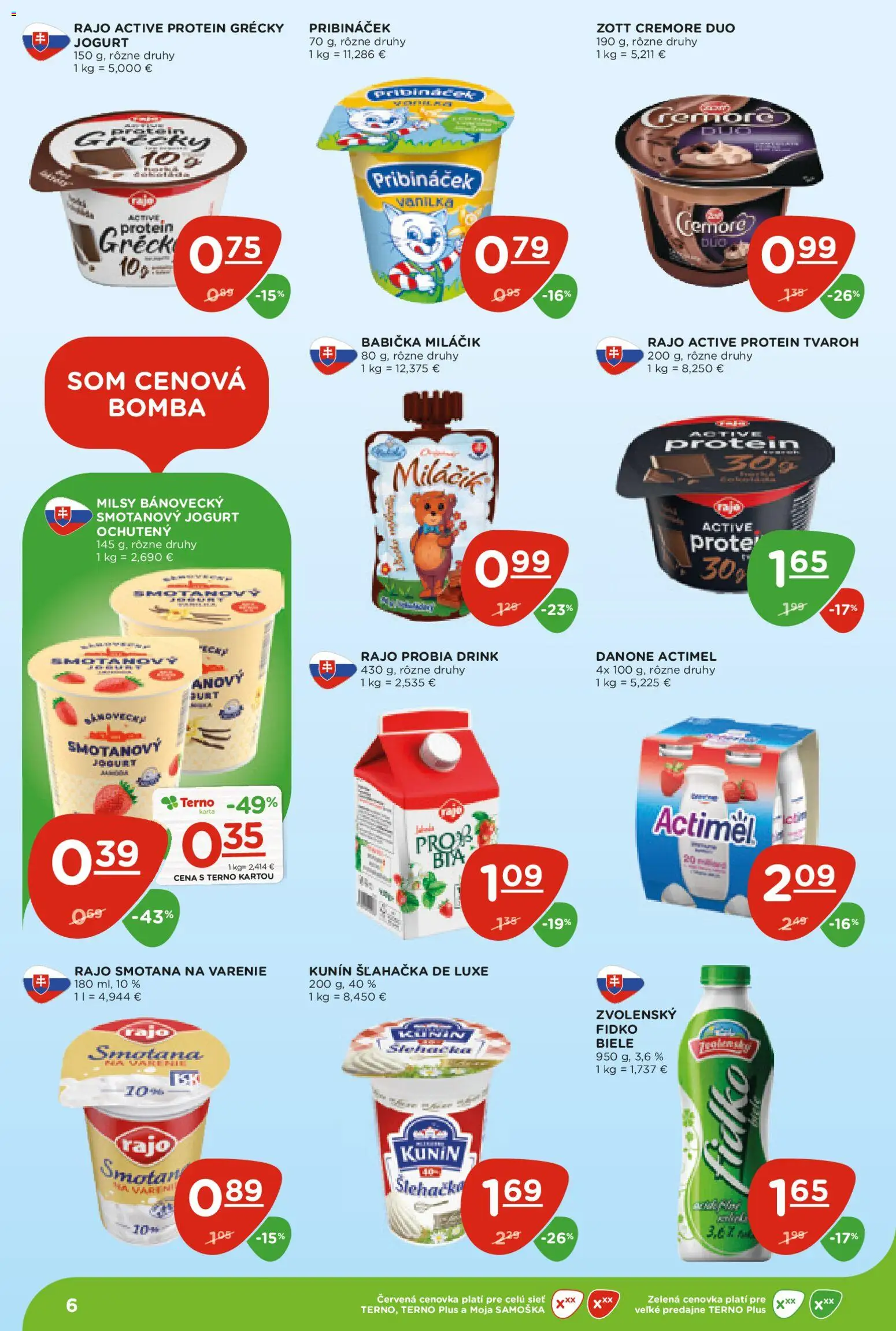 Nové Terno akcie – leták je platný od 30.04.2026 | Strana: 6 | Produkty: Jogurt, Smotana, Protein, Tvaroh
