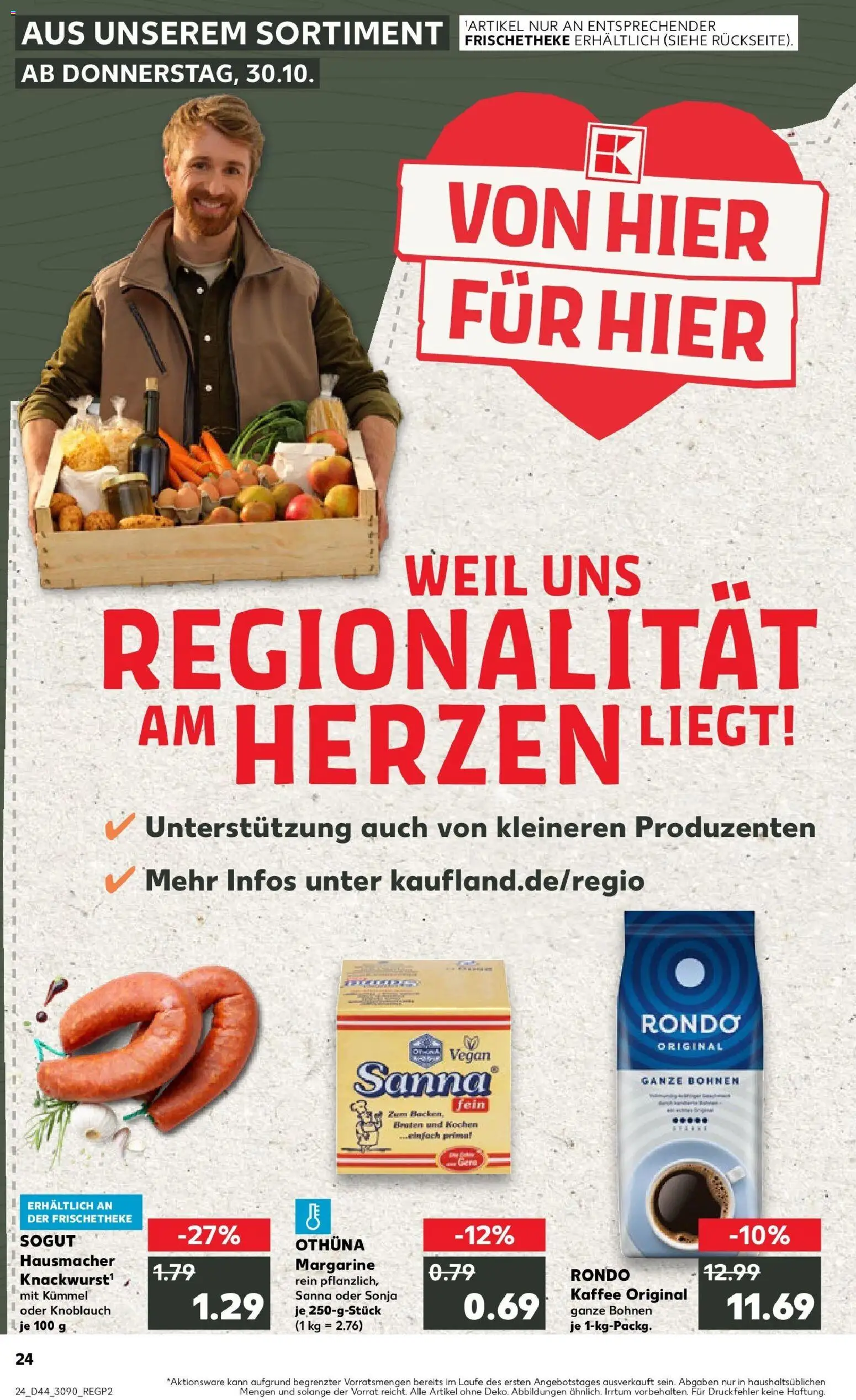 Kaufland prospekt Weißenfels	 – gültig ab 30.10.2025 | Seite: 24 | Produkte: Margarine, Kaffee, Knoblauch