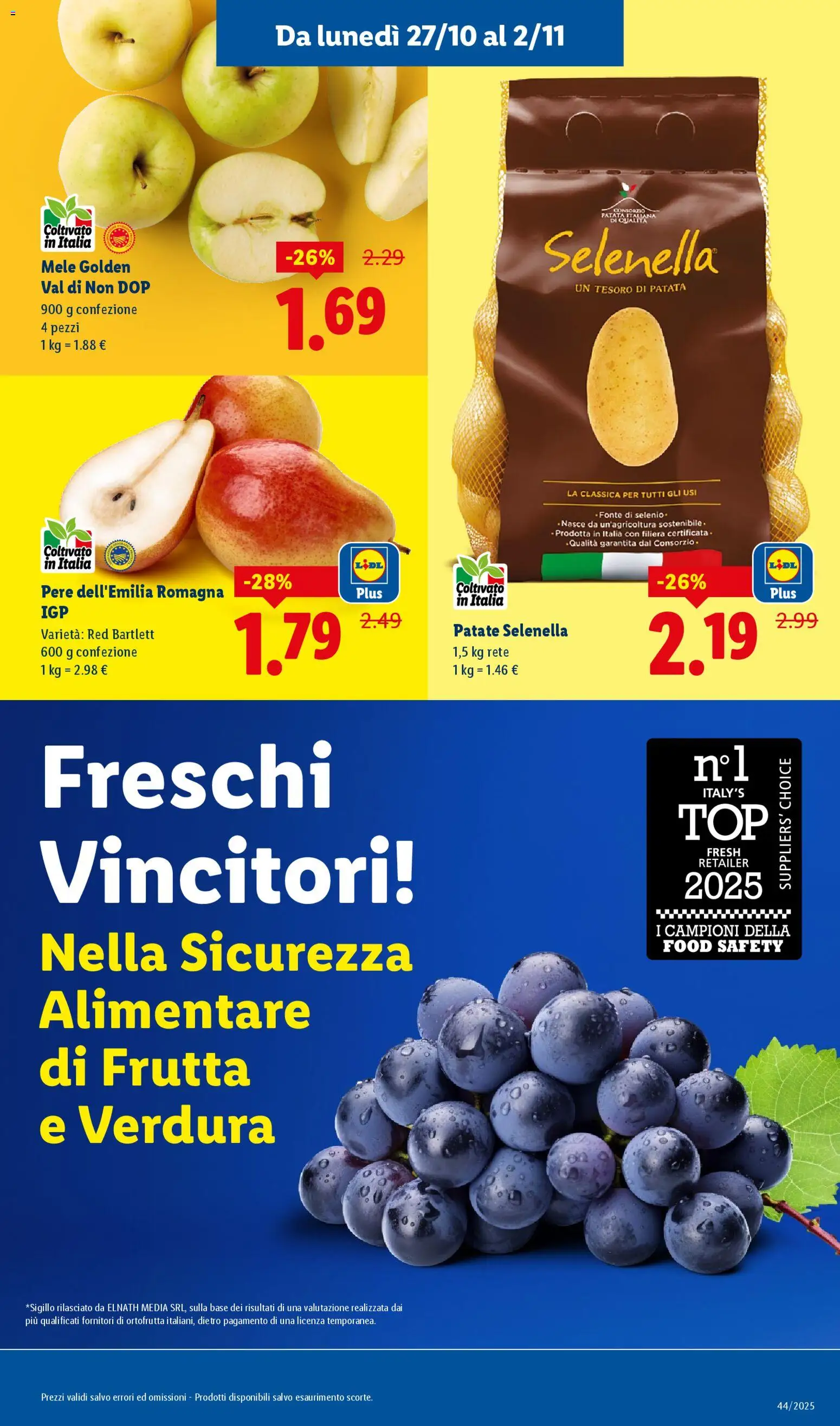 Volantino Lidl del 27.10.2025 | Pagina: 3 | Prodotti: Mele, Patate, Frutta