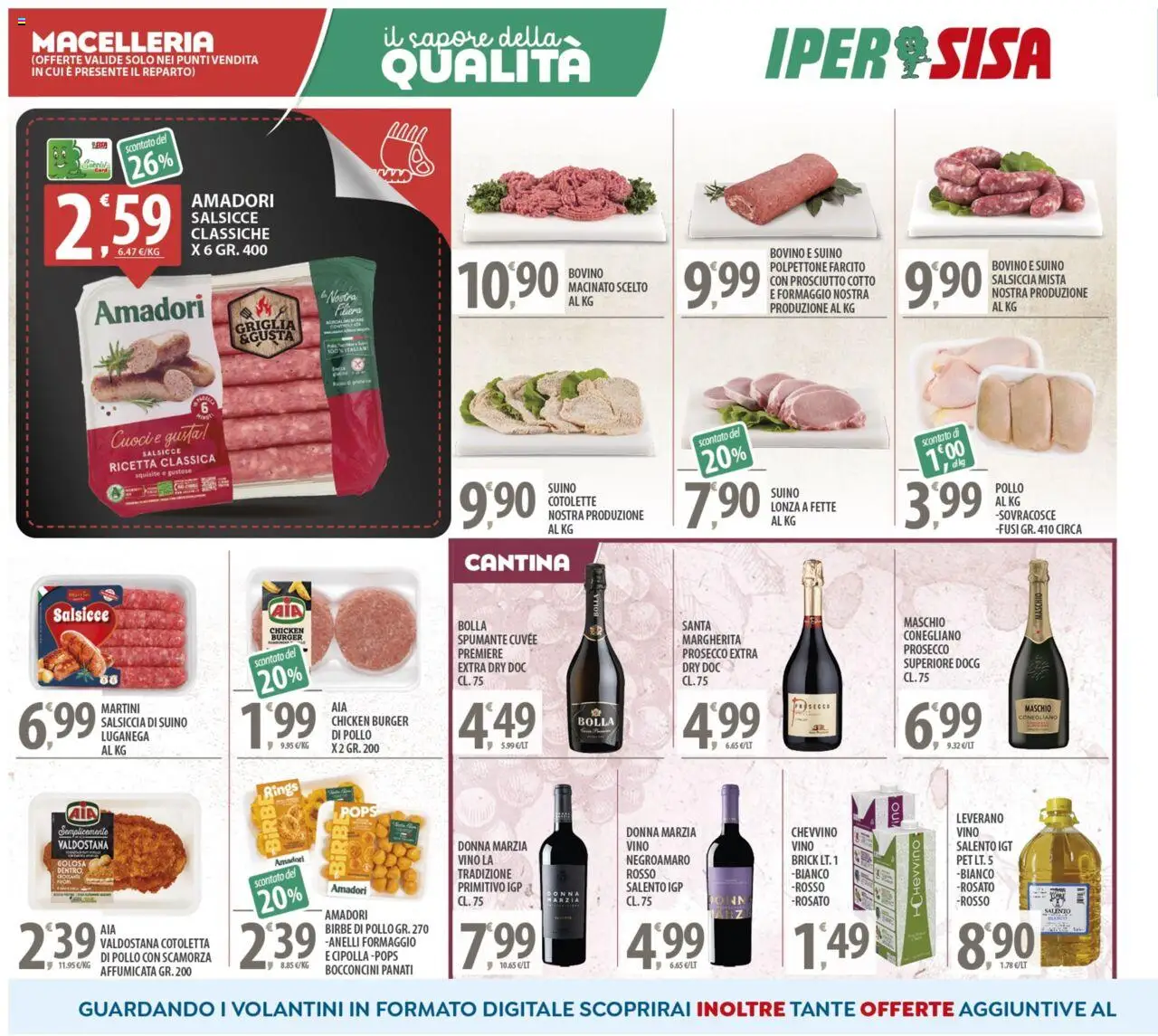 Volantino SISA del 03.10.2025 | Pagina: 4 | Prodotti: Bovino, Prosciutto Cotto, Formaggio, Spumante